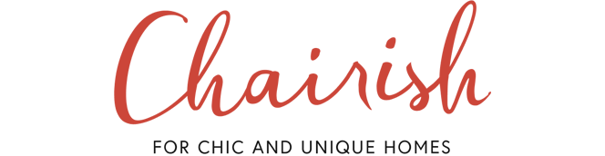 A logo with the word 'Charish' in red cursive font above the tagline 'For Chic and Unique Homes' in black text.