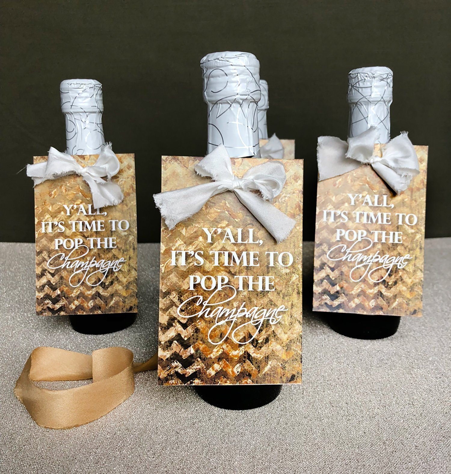 Bachelorette Mini Champagne Tags, Bridal Shower Favor Tag, It's Time to Pop The Champagne, Glitter Gold Printable