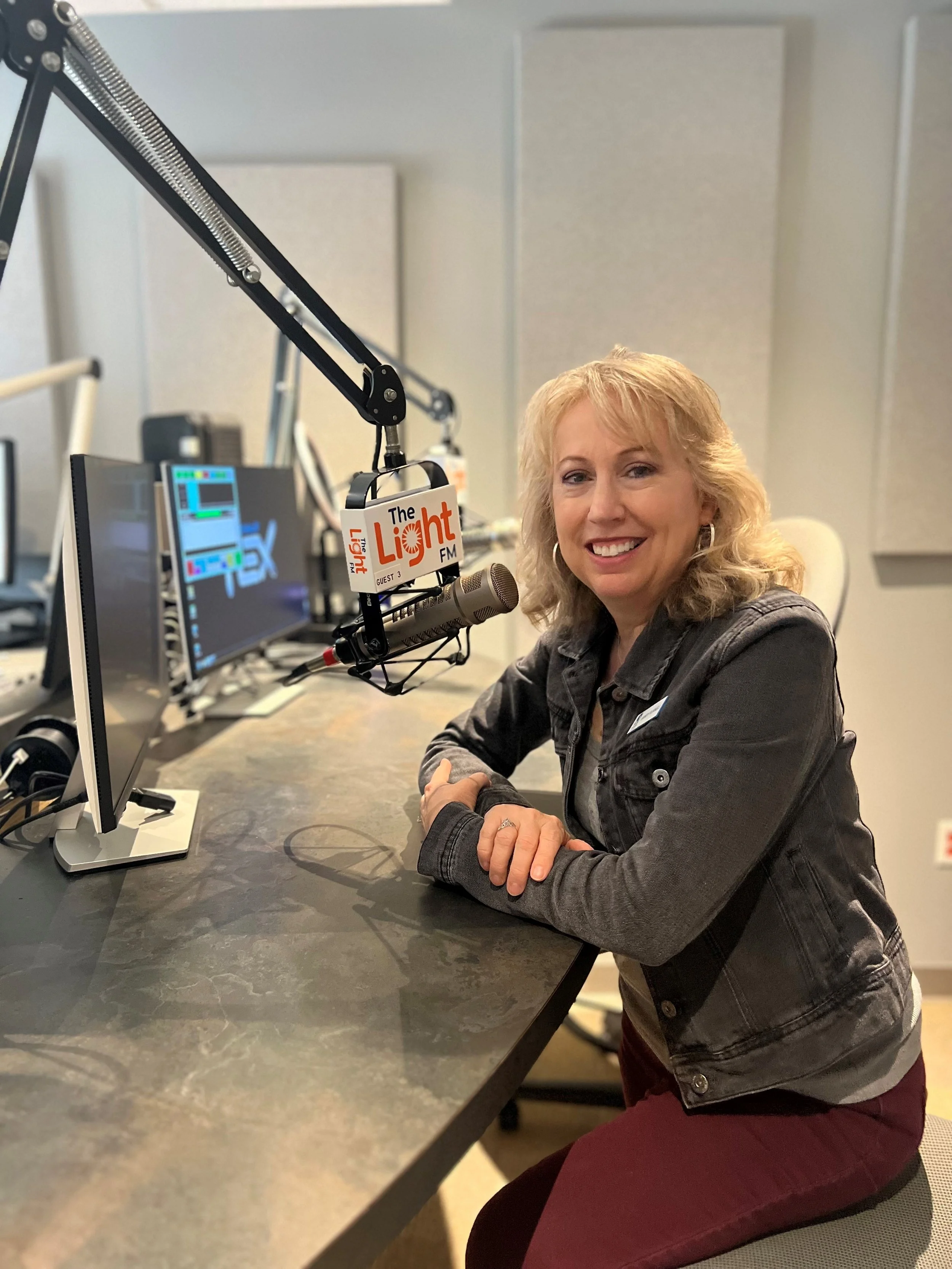 Sandy Furnell in studio for interview at WMIT -  The Light FM