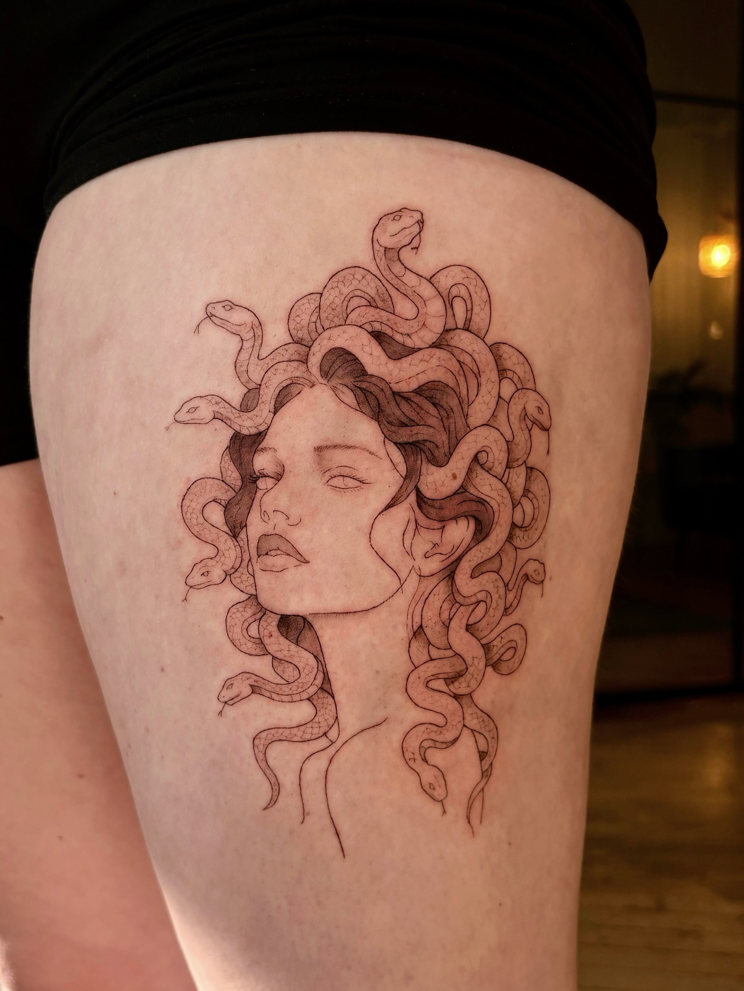 I had a ton of fun working on this Medusa tattoo! 🐍✨