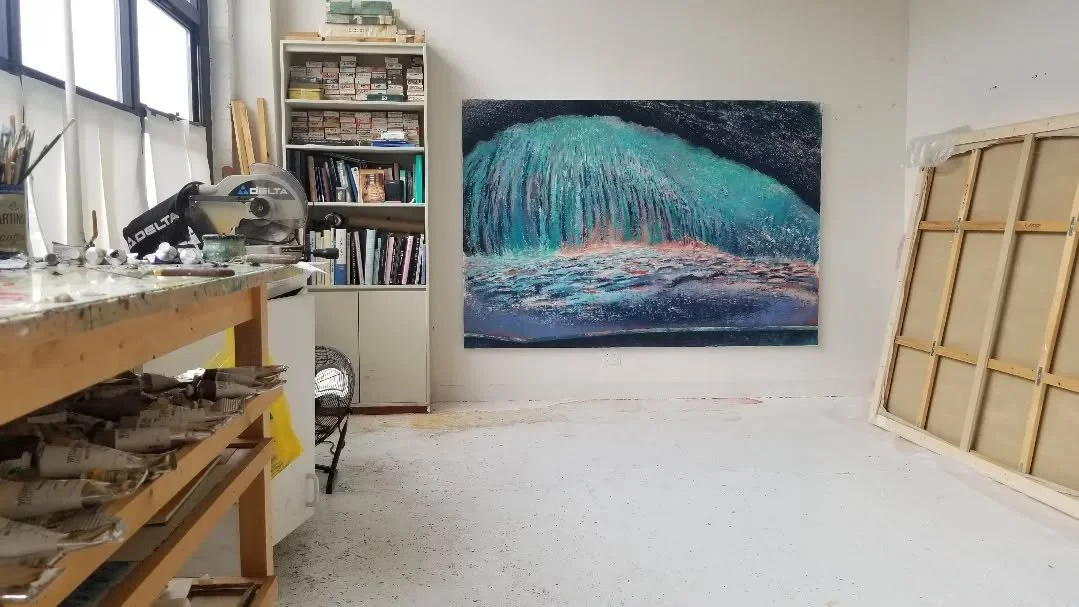 Peek into studio, work in major progress! #largepaintings #contemporarylandscapepainting #WIP #studiolife