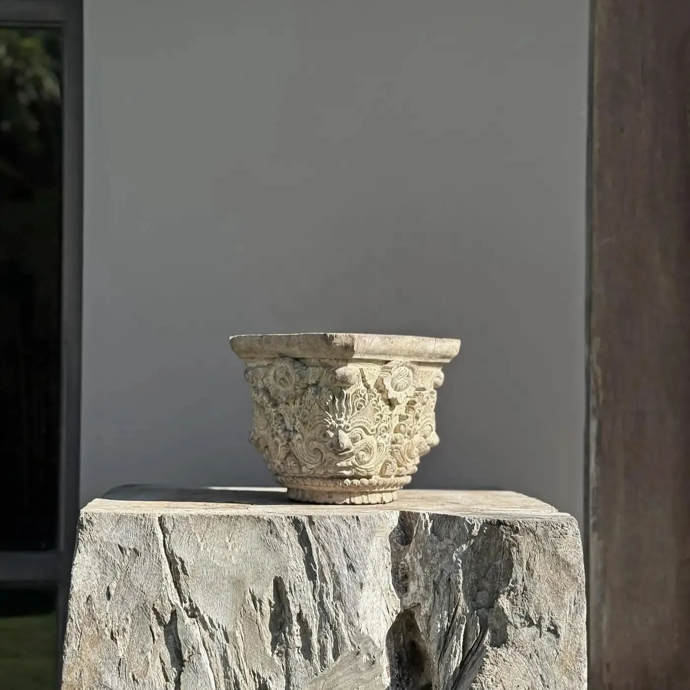 Balinese column detail wood carved