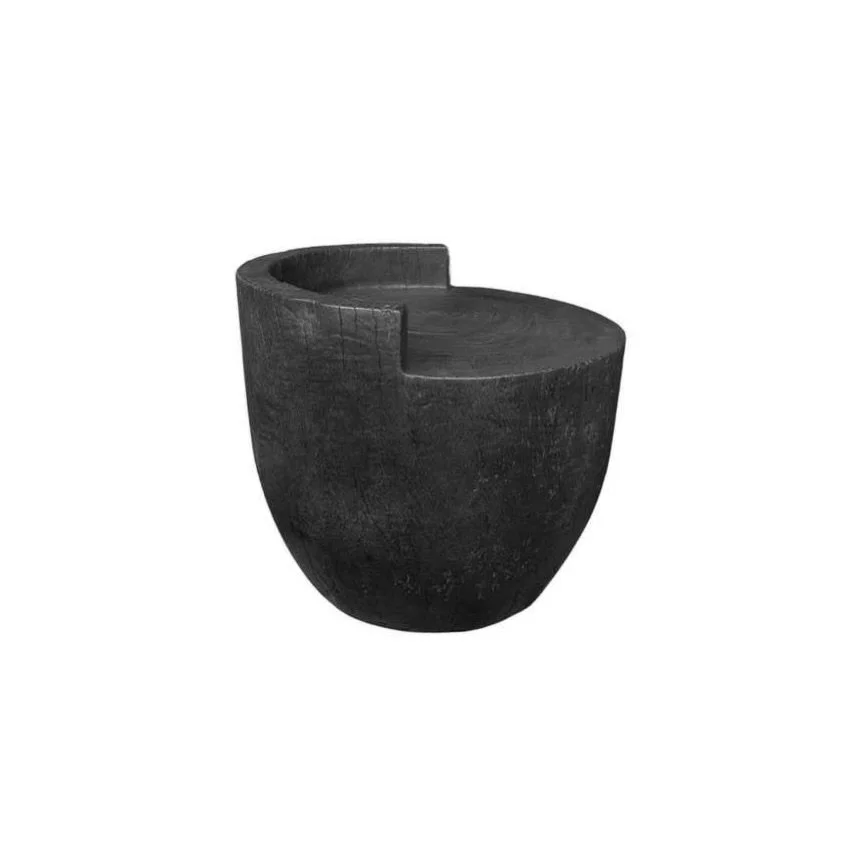 Sculptural suar wood chair, burnt finish