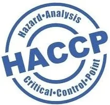 HACCP logo with the words Hazard Analysis, Critical Control Point in a circular design