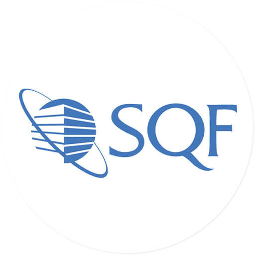 Logo of SQF, featuring a stylized globe with a swooping line around it and the letters 'SQF' to the right.
