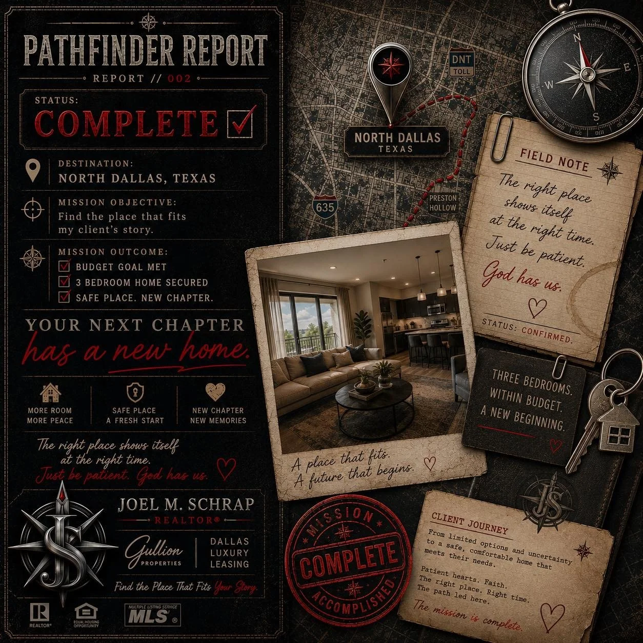 🧭 PATHFINDER REPORT // 002
STATUS: COMPLETE ✅

Sometimes the right place doesn&rsquo;t appear when we want it to&mdash;it appears when we need it most.

This journey started with uncertainty, a limited budget, and the hope of finding a place that co