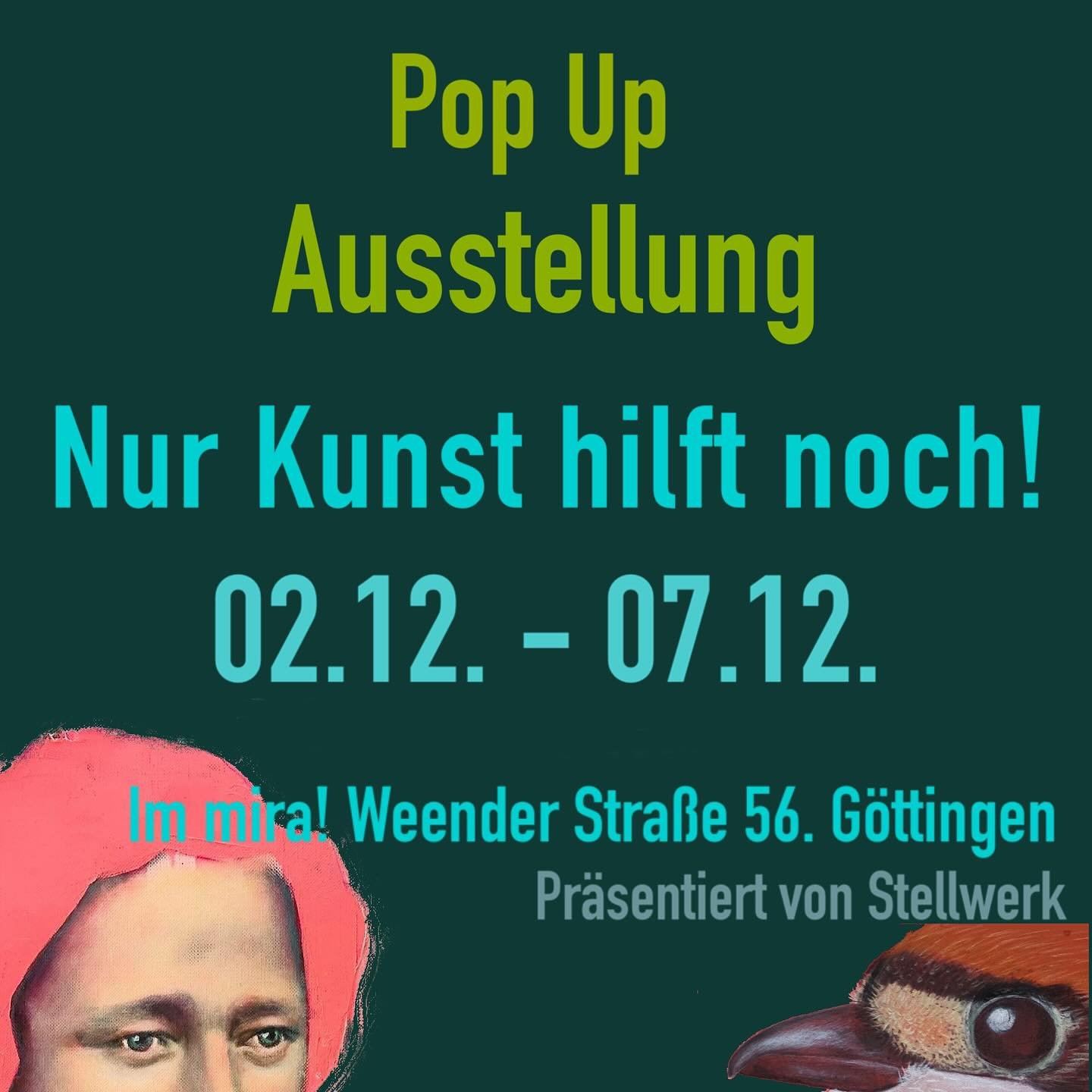 We invite you to our PopUp exhibition. 💖💗❣️☀️
@kunstnerd @gabrieleschaffartzik @annadianda @hiltrudesthermenz
.
.
.
#ausstellung #citygoettingen #malerei #zeichnungen #kunstzuweihnachten #k&uuml;nstlerinnen #stellwerkg&ouml;ttingen