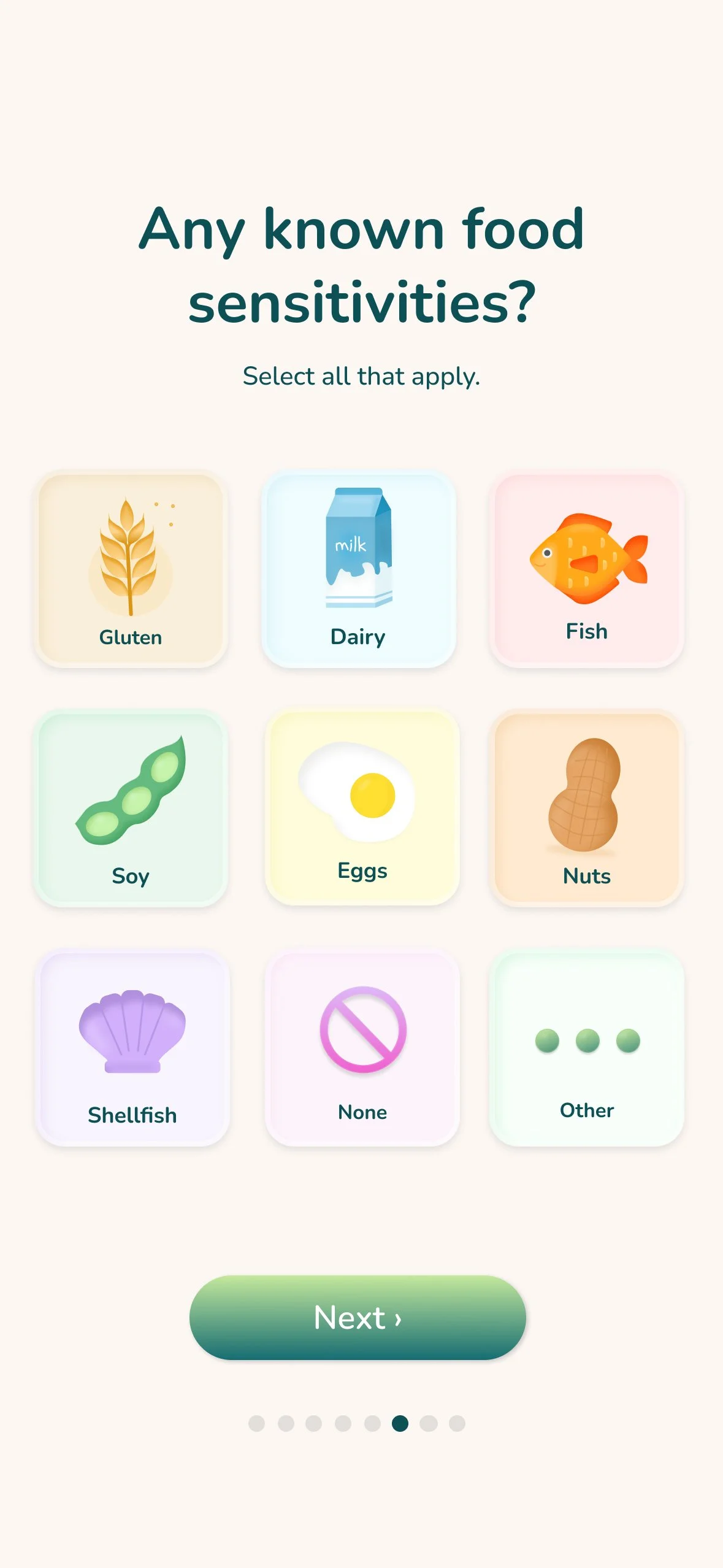 Onboarding: Food Sensitivities