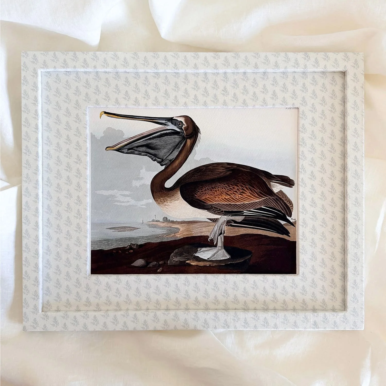 CUSTOM FABRIC FRAME + PRINT 'Brown Pelican'