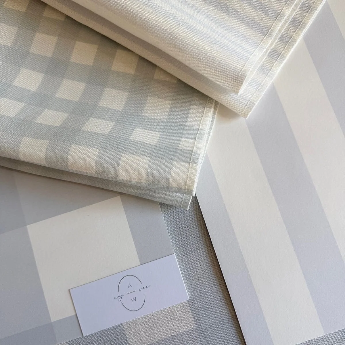 Gingham fabric and stripes by Amy Warr for coastal interiors