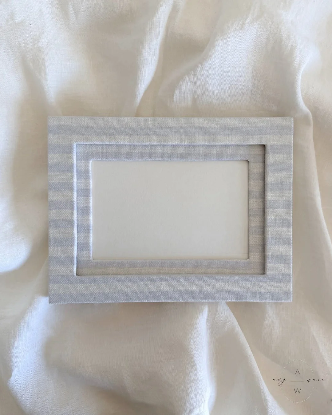 5×7 Fabric-Covered Frame — Linen Stripes in Sky - Ready to Ship