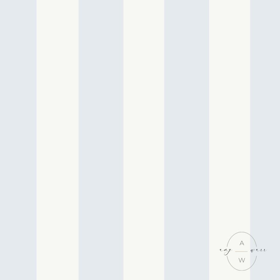 McGee inspired wallpaper in pale blue and white stripes by surface pattern designer Amy Warr
