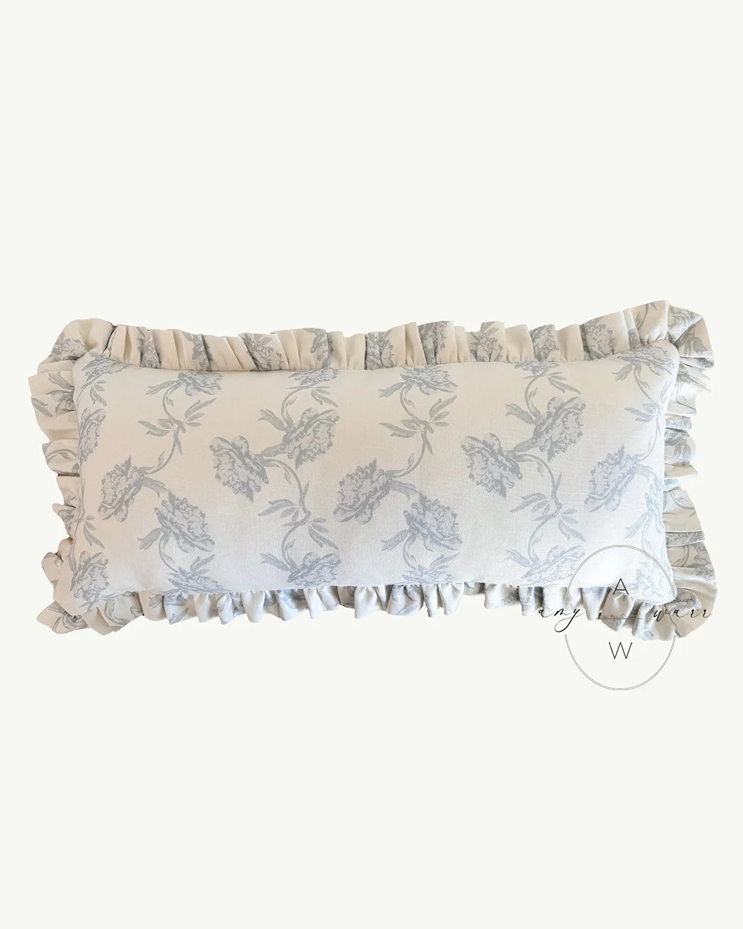 14×30 Ruffle Pillow Cover - Ready to Ship — Rosie in Ivory Fabric