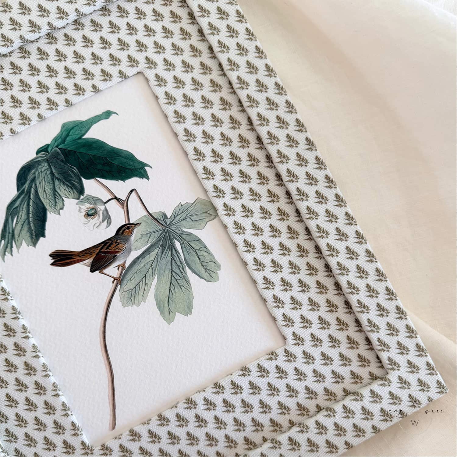 amy-warr-fabric-covered-frame-vintage-bird-prints.jpg