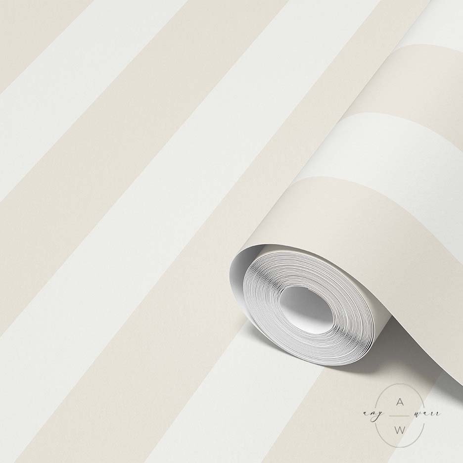 McGee style wallpaper in blush pink and ivory stripes for interior designers