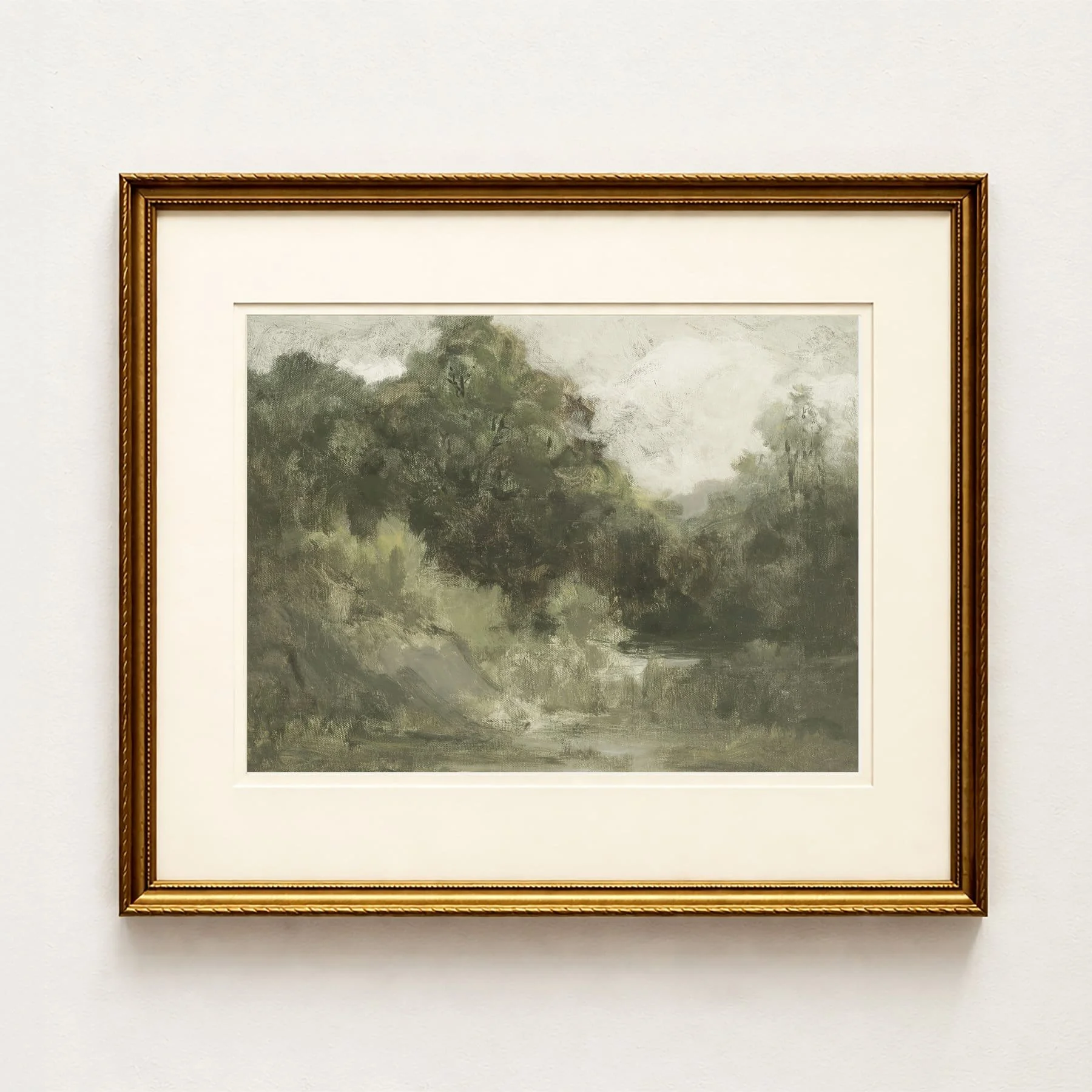 'Evergreen Woods' — Vintage Trees Landscape Art Print