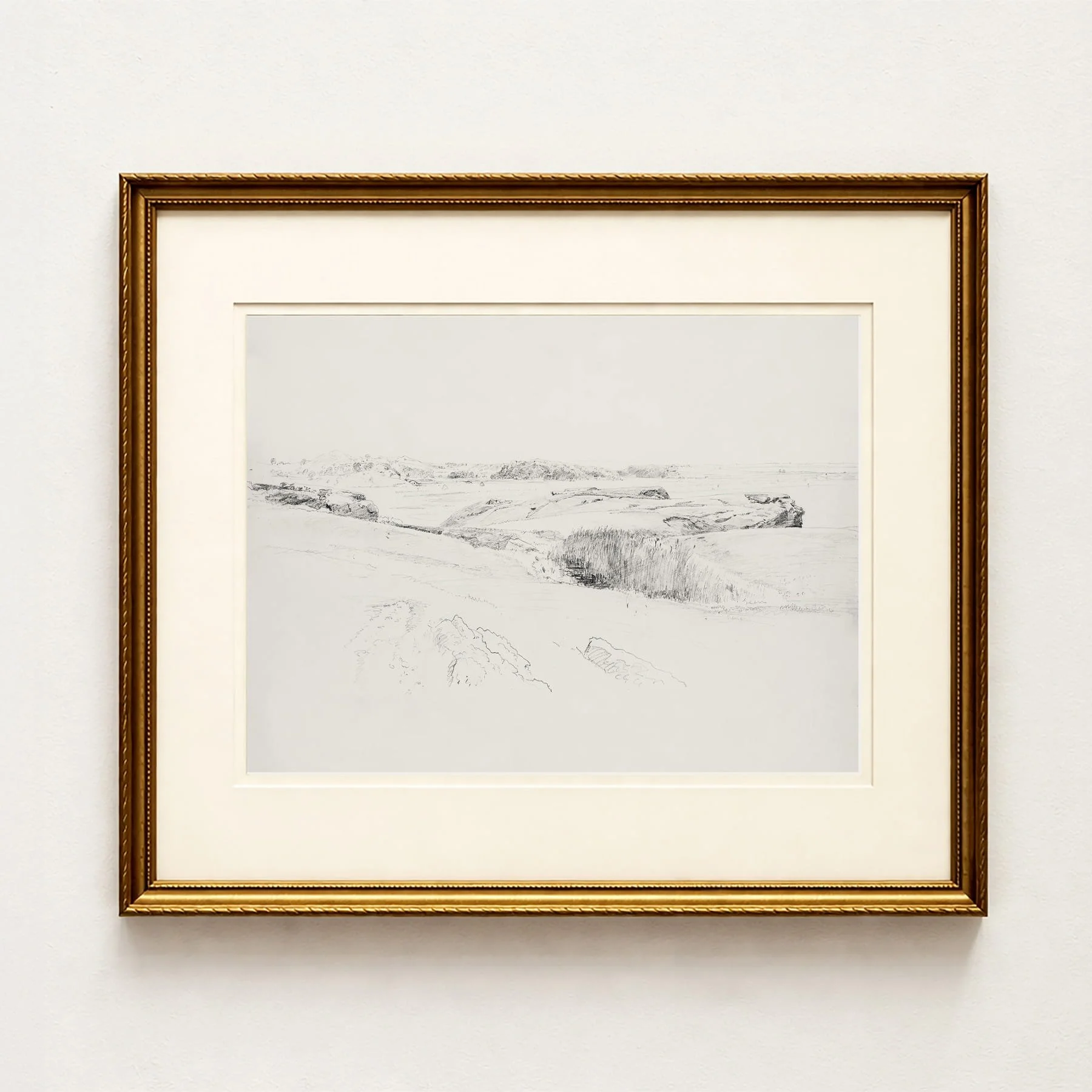 'Through the Dunes' — Vintage Black and White Dune Drawing Art Print