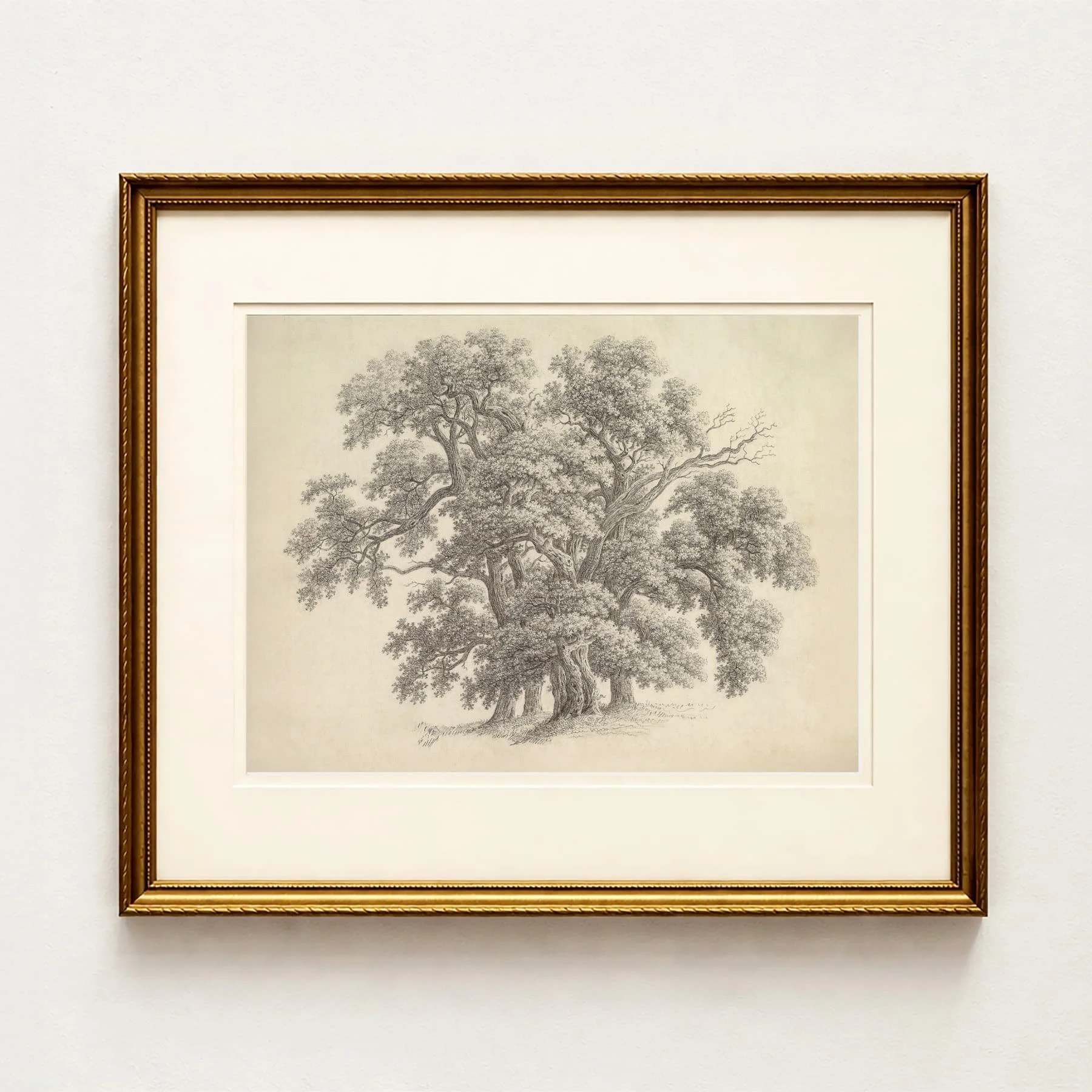 'Tree Study' — Ivory Vintage Tree Drawing Art Print