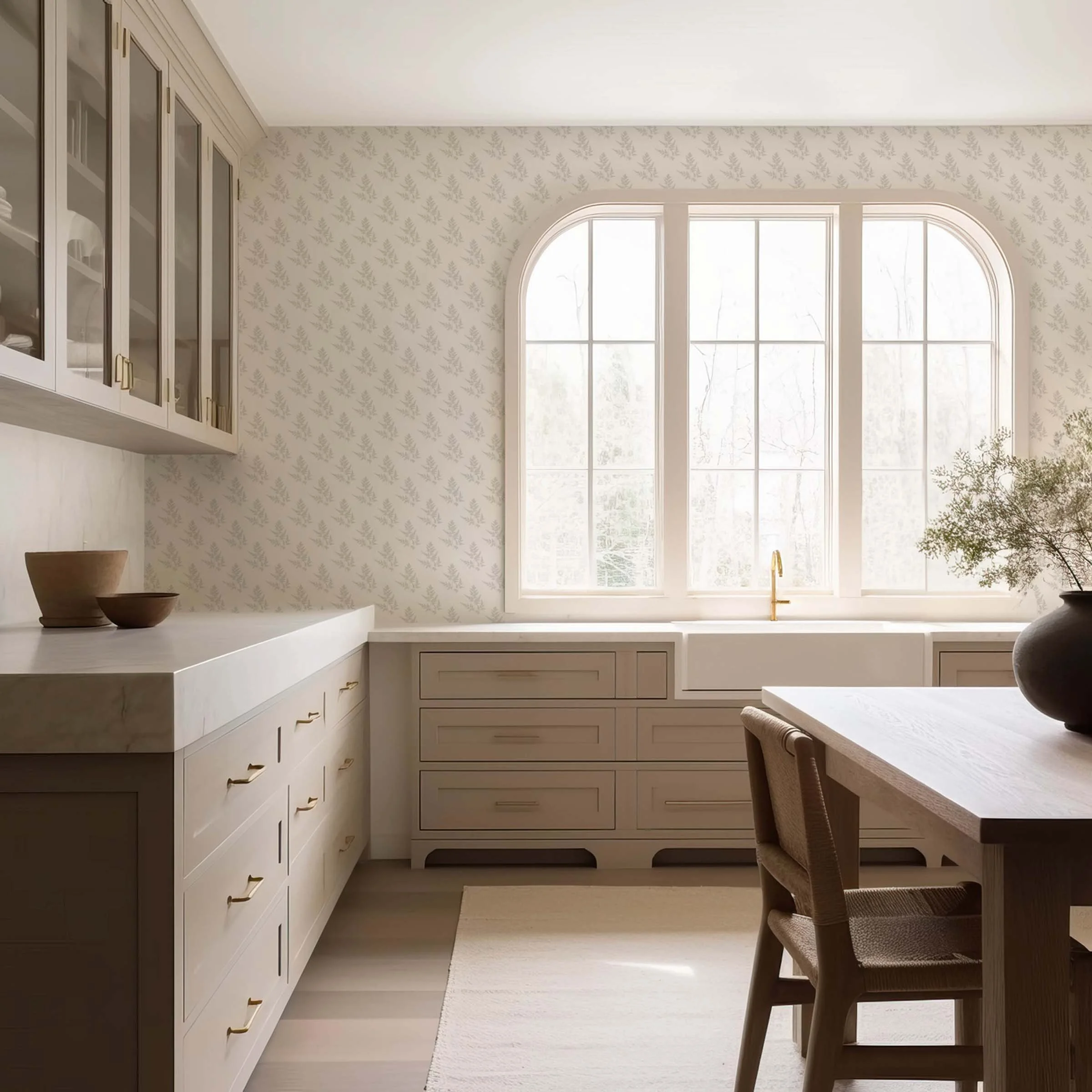 Amy Warr ferns wallpaper in kitchen interior design