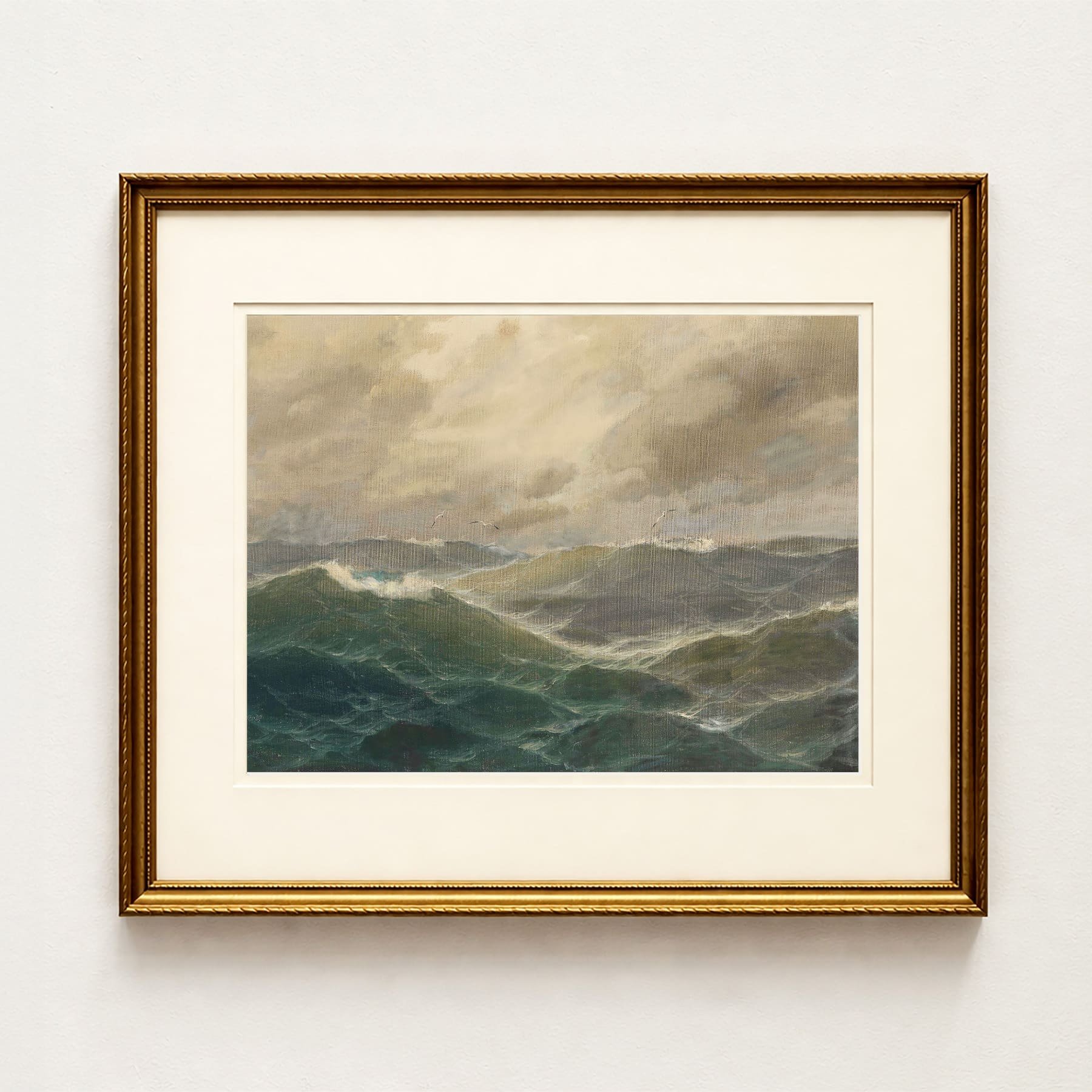'Ocean Water' — Vintage Ocean Waves Oil Painting Art Print