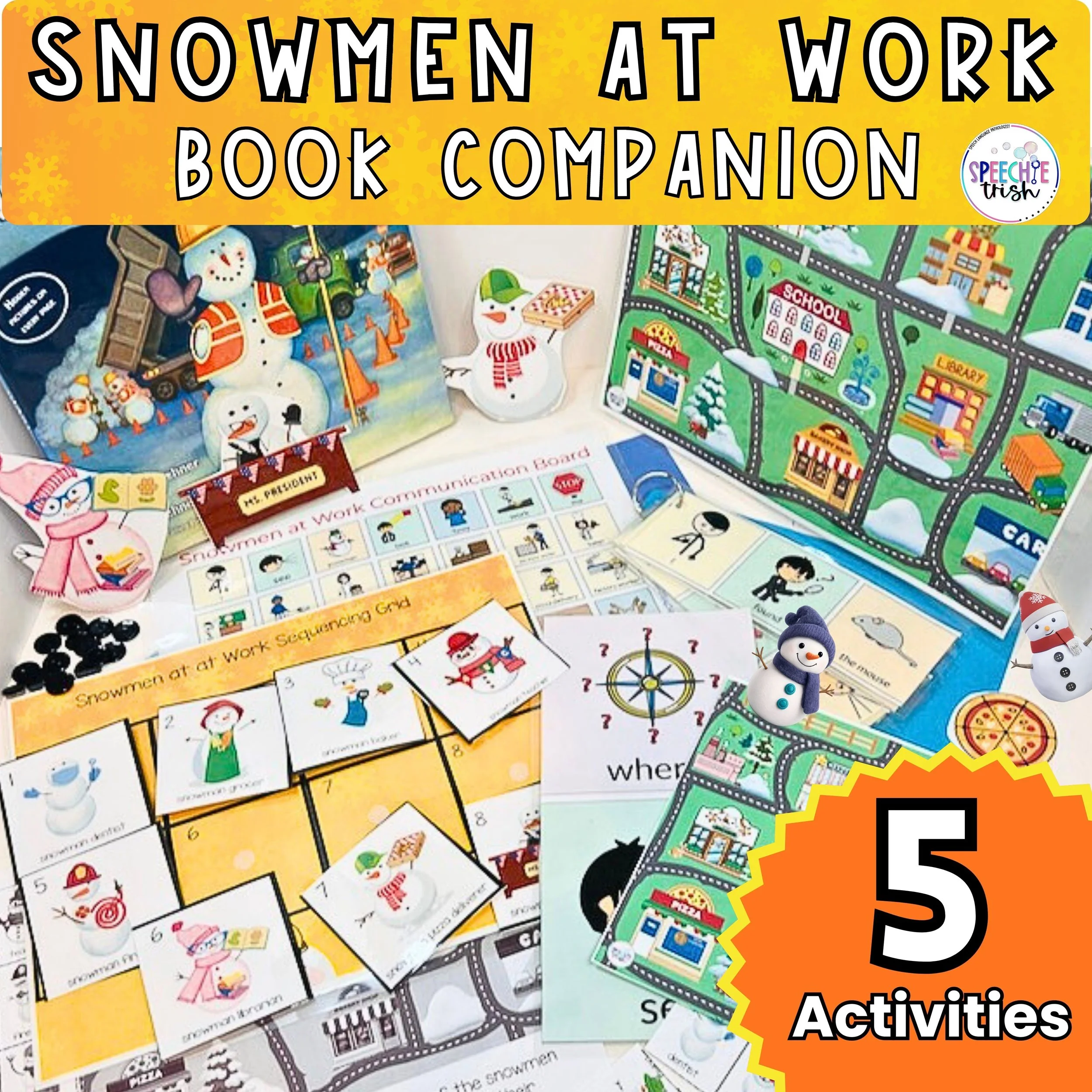 snowmen at work speech therapy book companion