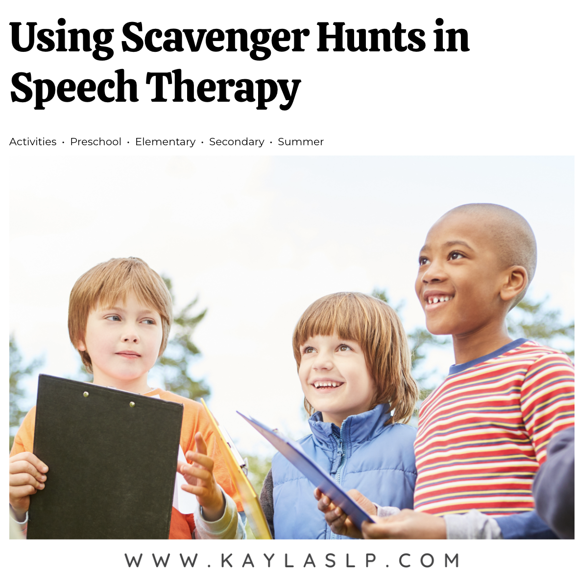 scavenger hunts in speech therapy