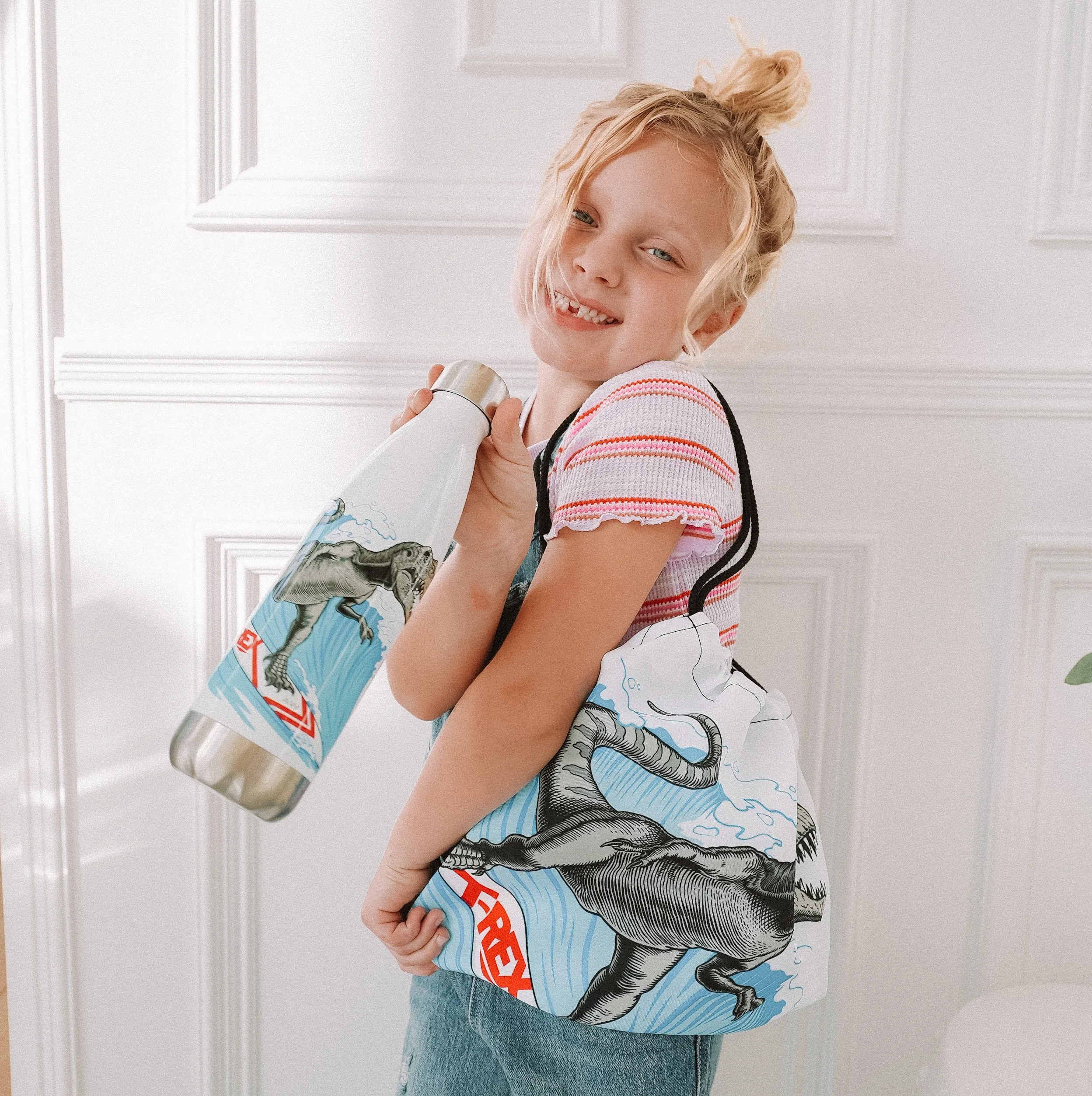 Surfing T-Rex Water Bottle