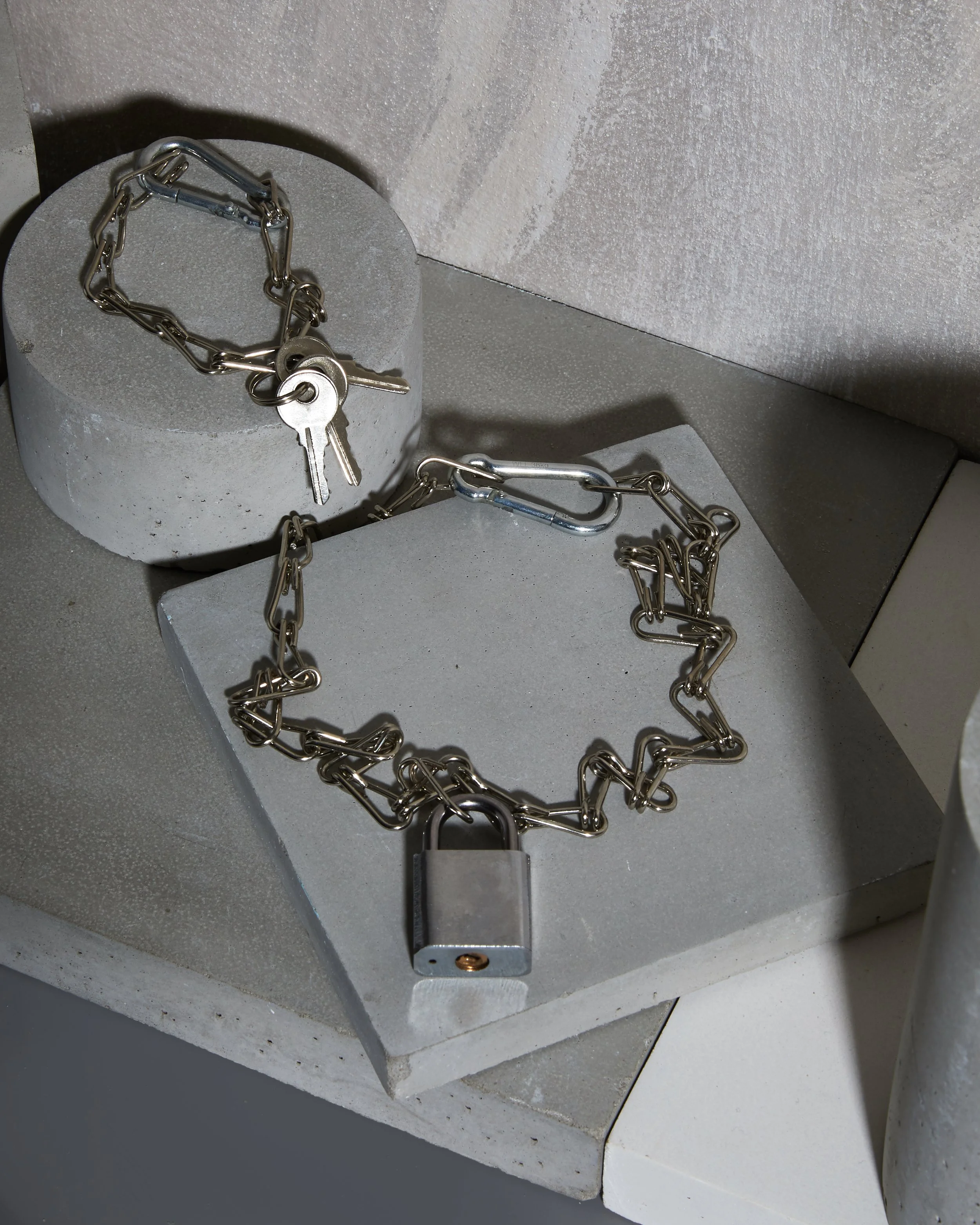 Brass Silver Lock Chain and Key Bracelet Set