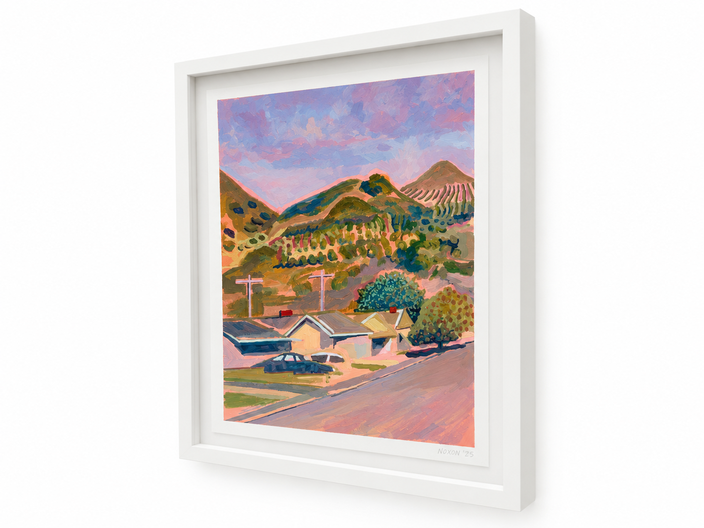 Framed Impressionist Suburban Hillside Landscape.png