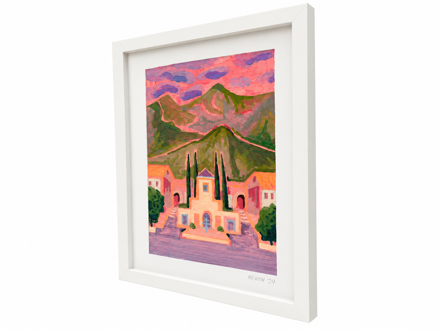 Framed Impressionist Mediterranean Villa Painting.png