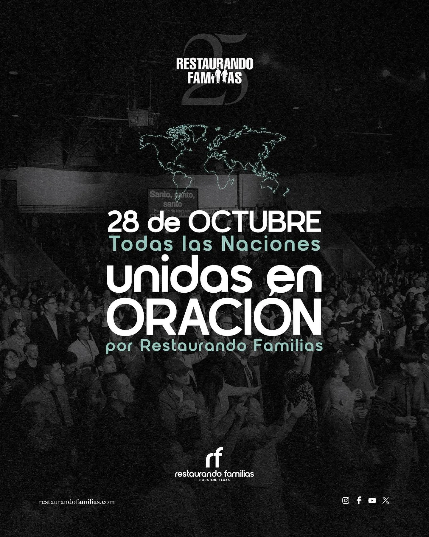 Queremos informarles que este Martes 28 de Octubre, Todas las Naciones nos uniremos en oración por el Congreso Restaurando Familias en Houston, Texas. Tenemos muchas familias viniendo de diferentes partes del mundo, que tengan un buen viaje, t