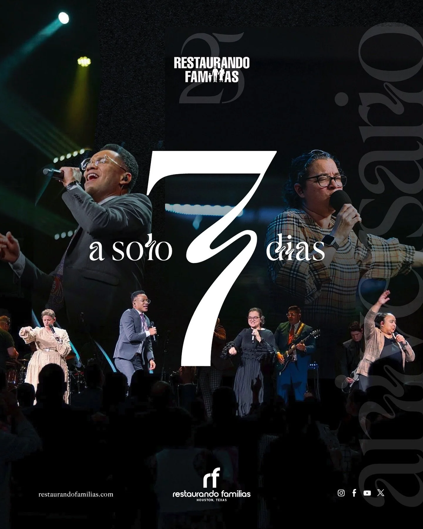 Estamos a solo 7 d&iacute;as del inicio de nuestro 25 Aniversario de Restaurando Familias. Todav&iacute;a tiene tiempo para hacer planes para que usted y su familia nos acompa&ntilde;e el 6, 7 y 8 de noviembre.