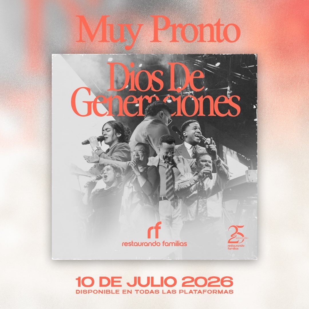 Este Viernes 10 de Julio saldr&aacute; la canci&oacute;n &ldquo;Dios de Generaciones&rdquo; de la grabaci&oacute;n en vivo de los 25 a&ntilde;os de Aniversario, con Maribel Mendizabal, Alett Frias, Luis Pacheco y todo el grupo musical de rf. 

Estar&
