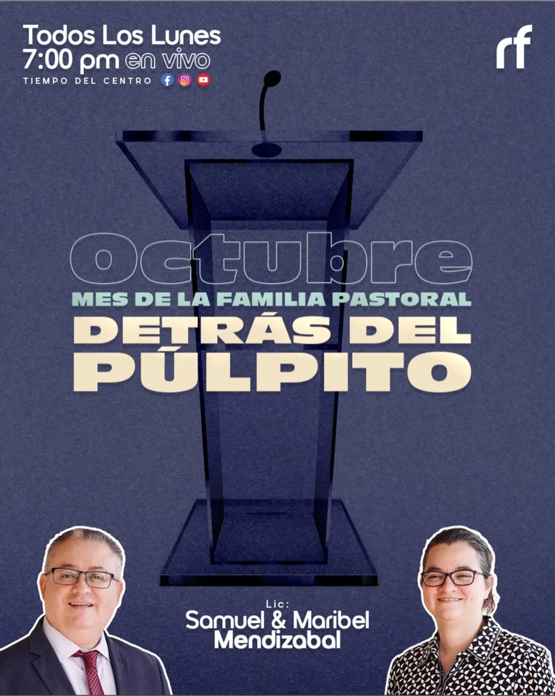 OCTUBRE | MES DE LA FAMILIA PASTORAL

Durante todo el mes de octubre, cada lunes, Restaurando Familias tendr&aacute; una programaci&oacute;n muy especial dedicada a quienes muchas veces cuidan de todos, oran por todos y sirven a todos: la familia pas