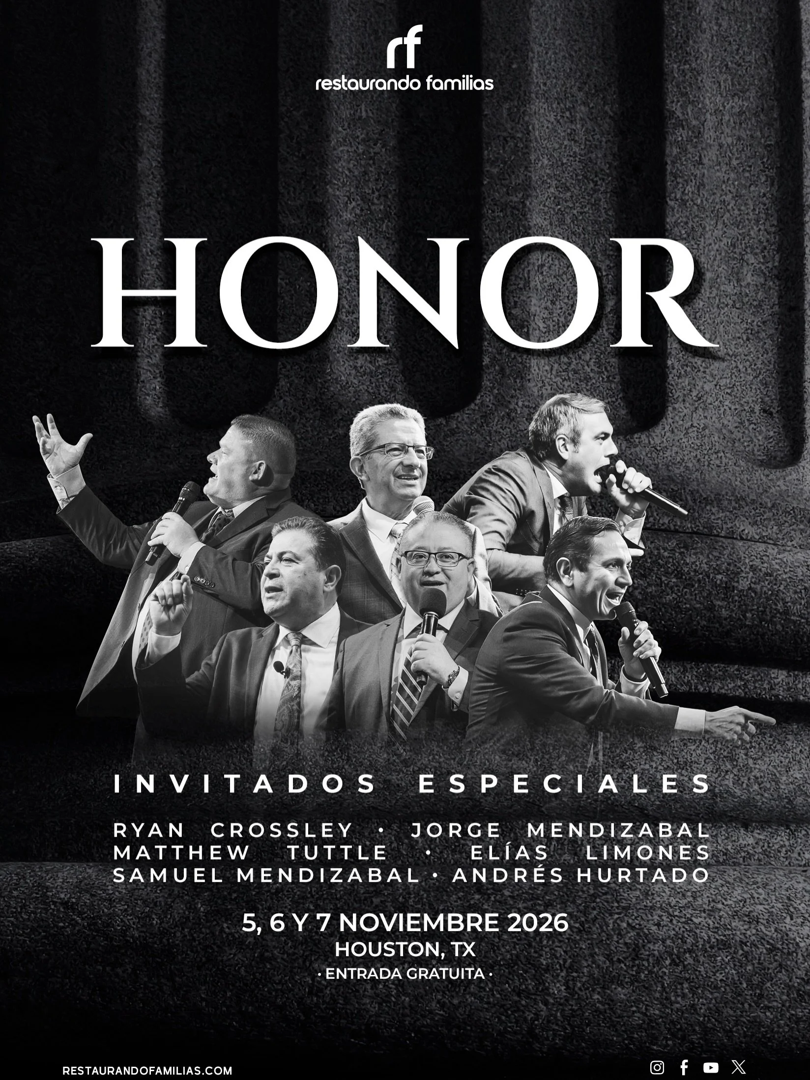 &iexcl;Qu&eacute; privilegio contar con grandes hombres de Dios en el Congreso Internacional Restaurando Familias 2026!

Hombres de fe, de principios, de valores familiares y, sobre todo, &iexcl;hombres de HONOR!

Nos sentimos honrados de contar con 
