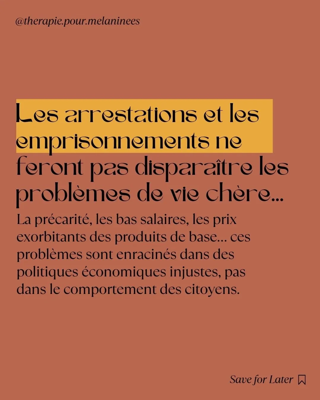 Les arrestations et l&rsquo;emprisonnement de ceux qui osent d&eacute;noncer la vie ch&egrave;re ne r&egrave;gleront jamais les vraies questions. Les prix exorbitants, la pr&eacute;carit&eacute;, les bas salaires&hellip;