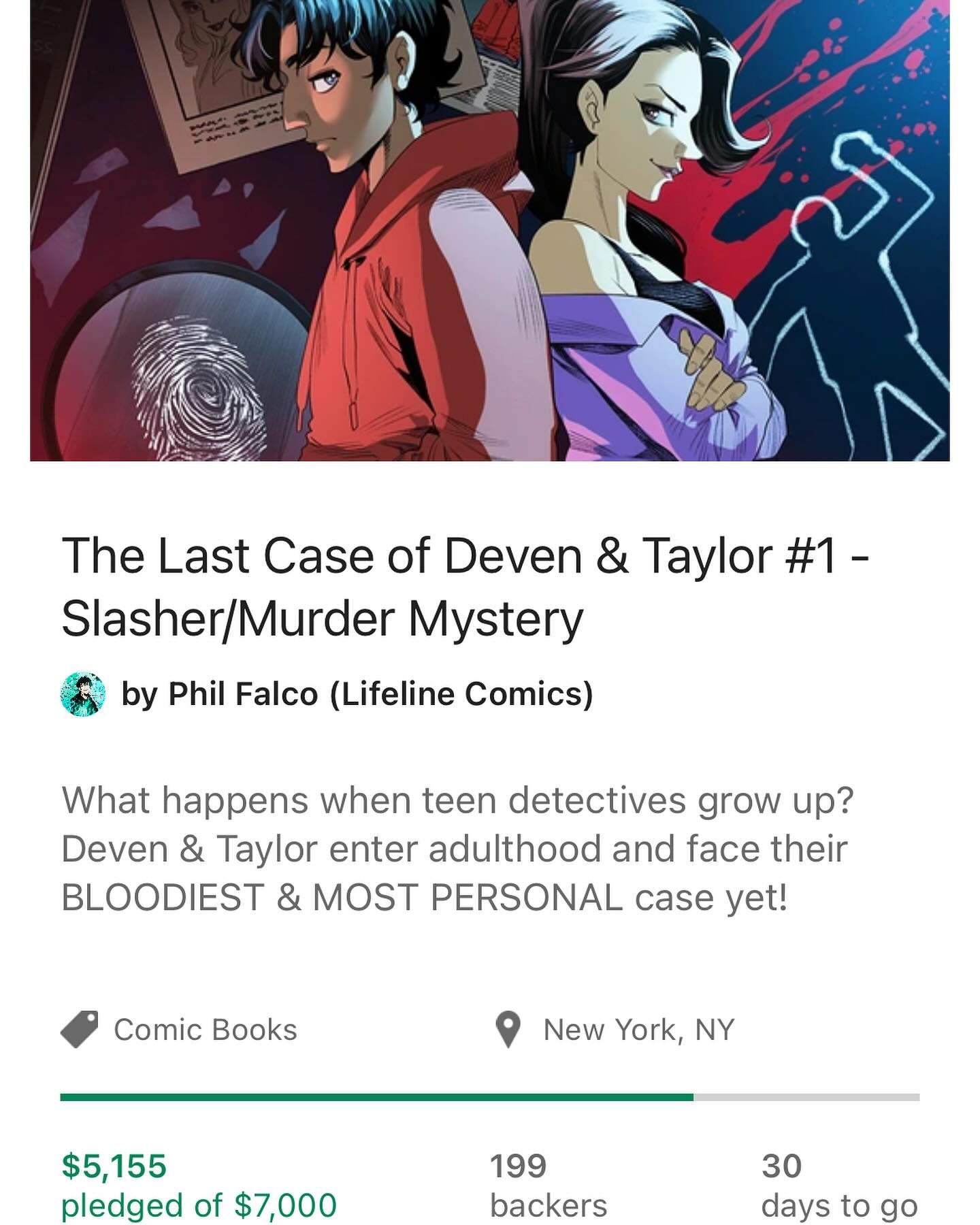 Are you looking for another great comic to back? The new murder mystery book, The Last Case of Deven &amp; Taylor is available to back NOW! It even comes with a sweet digital copy of Brimstone Studios own Champions! Don&rsquo;t delay, support indie c