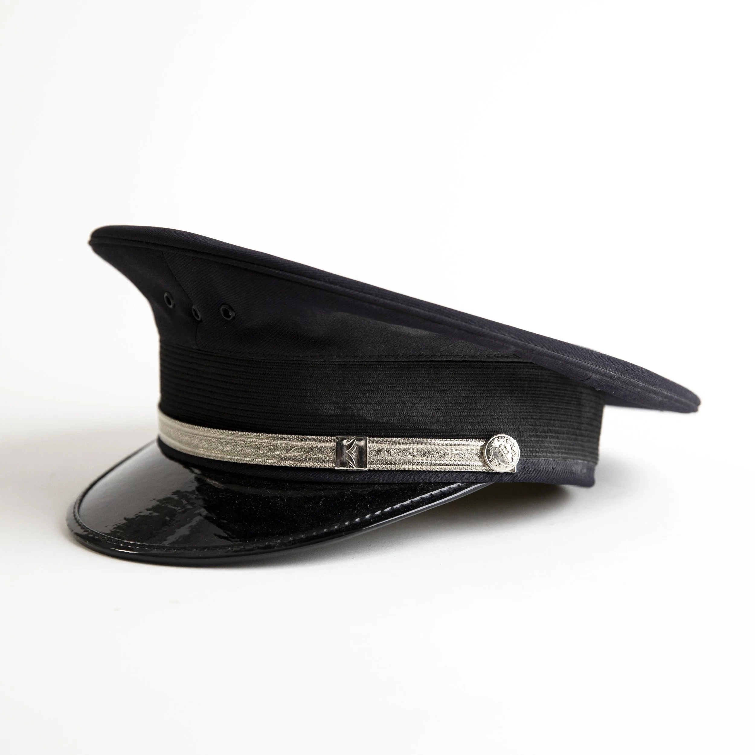 Black And Silver Boat Captain Hat