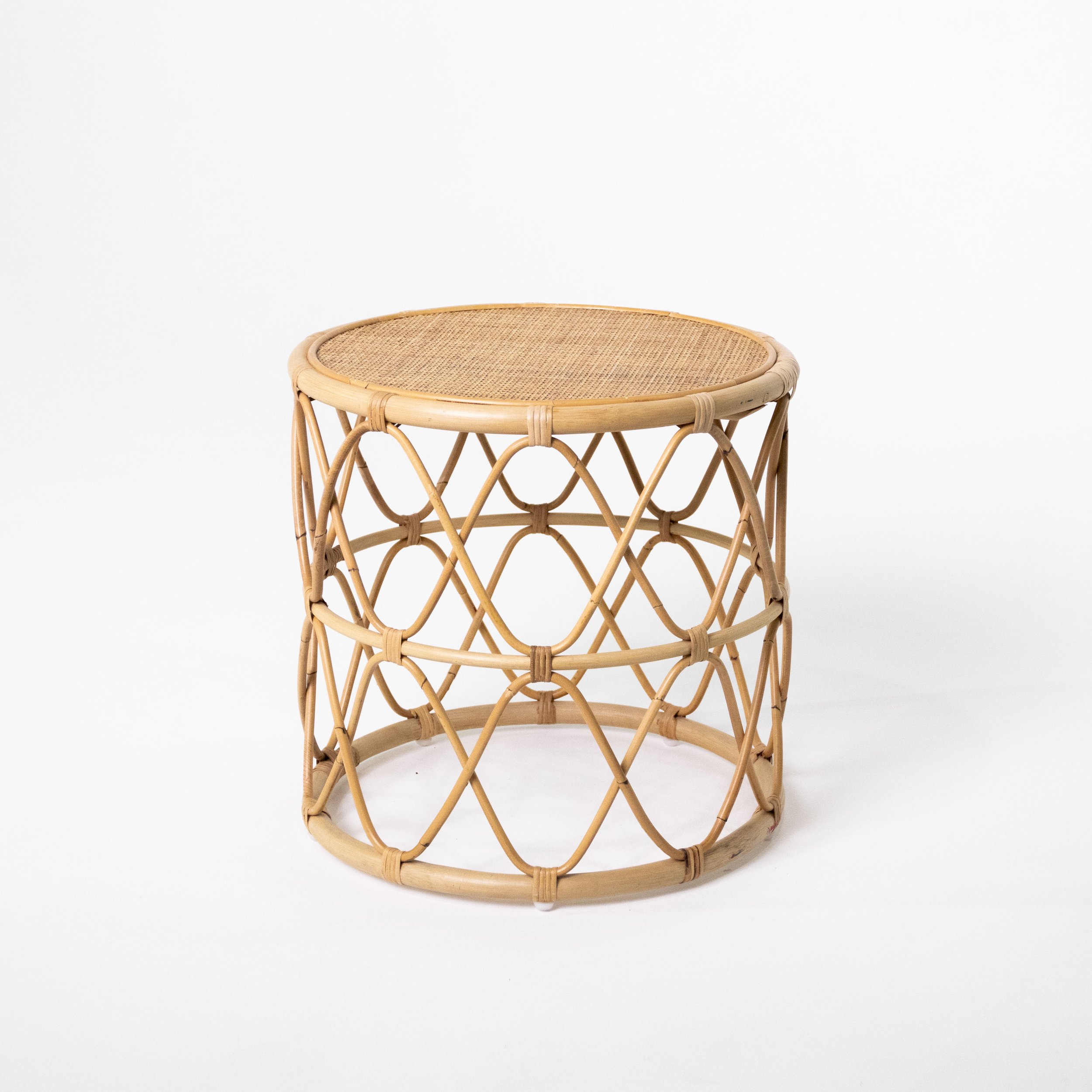 Round Rattan End Table