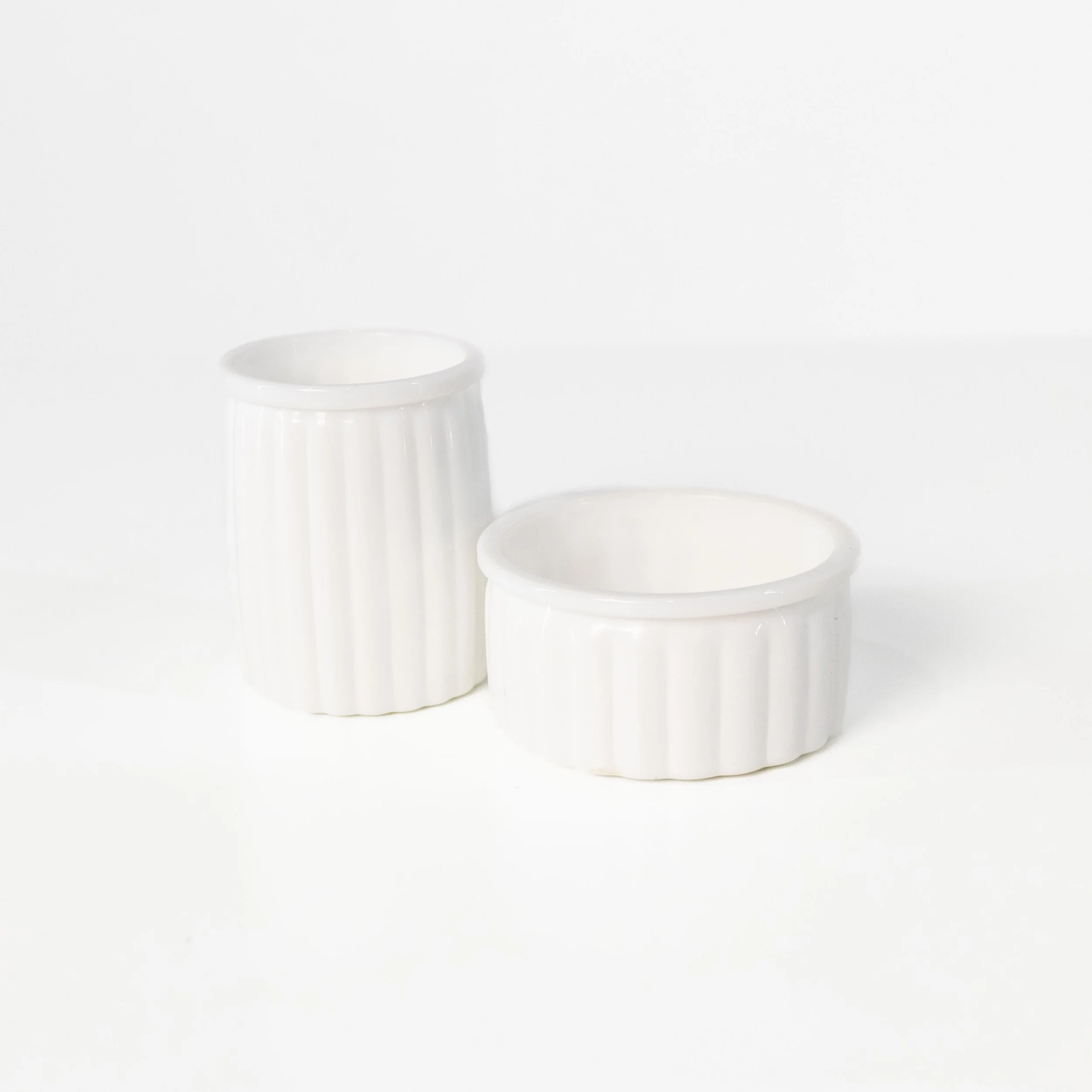 White Fluted Glass Container Set