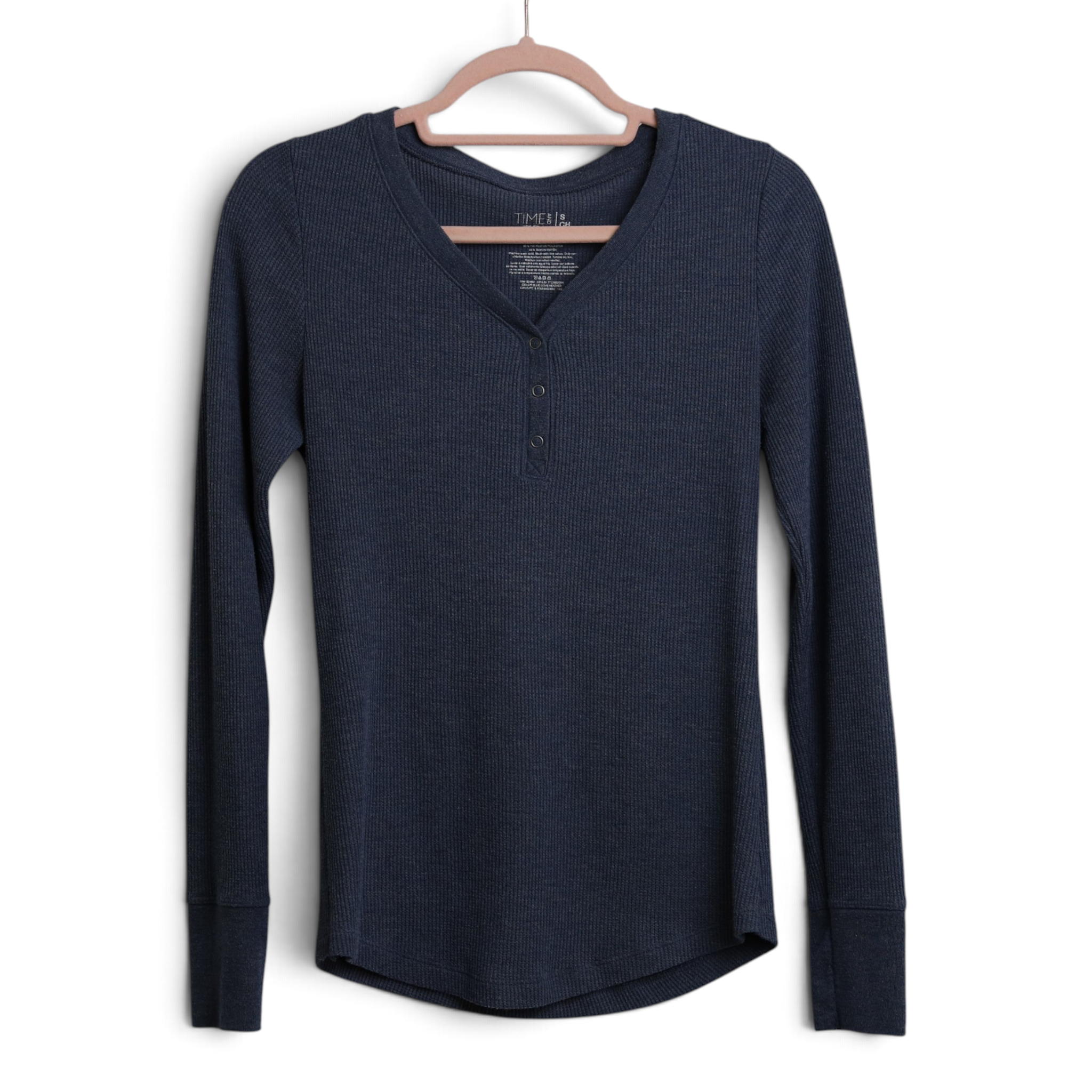 Shadow Blue V-Neck Henley