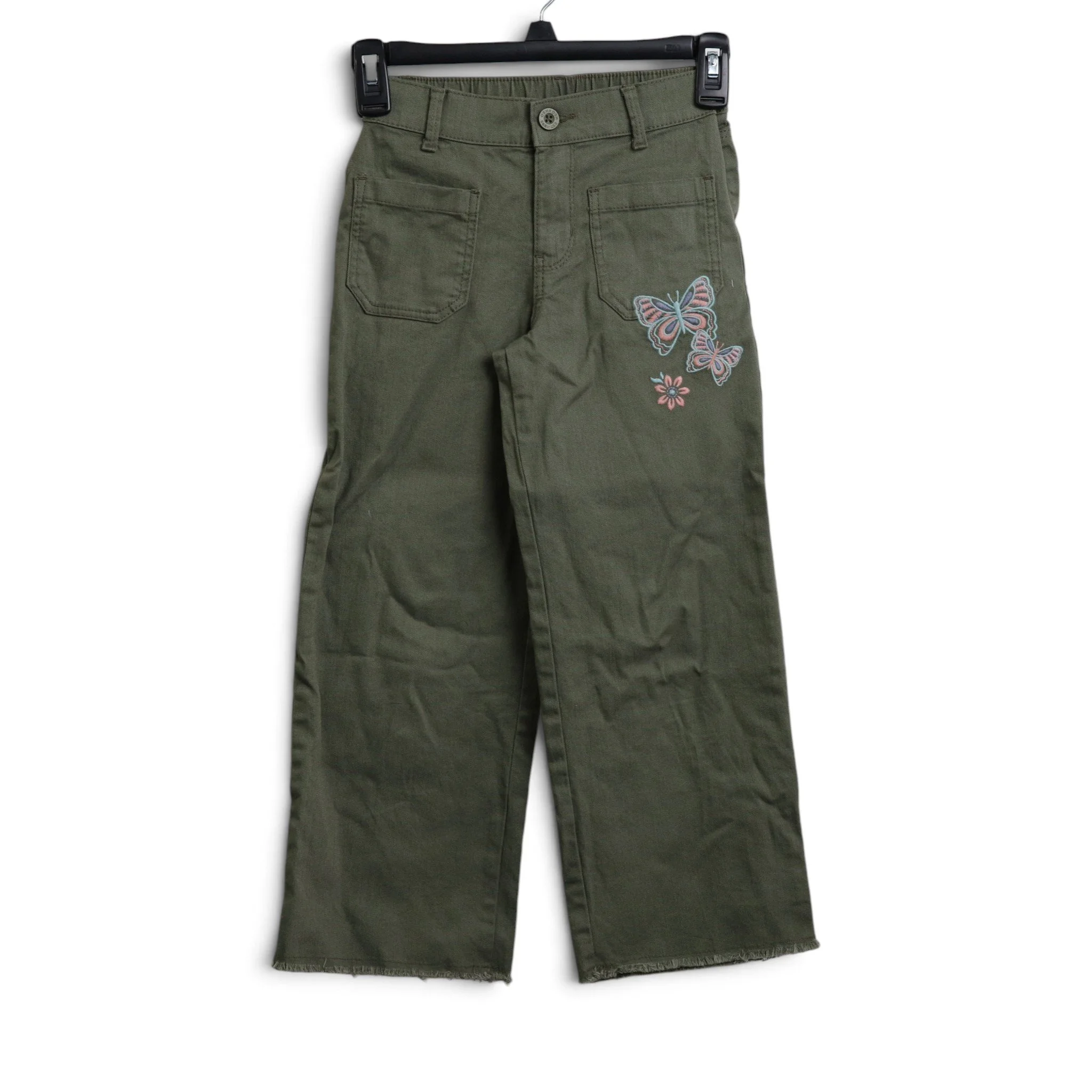 Olive Green Pants With Butterfly Detail