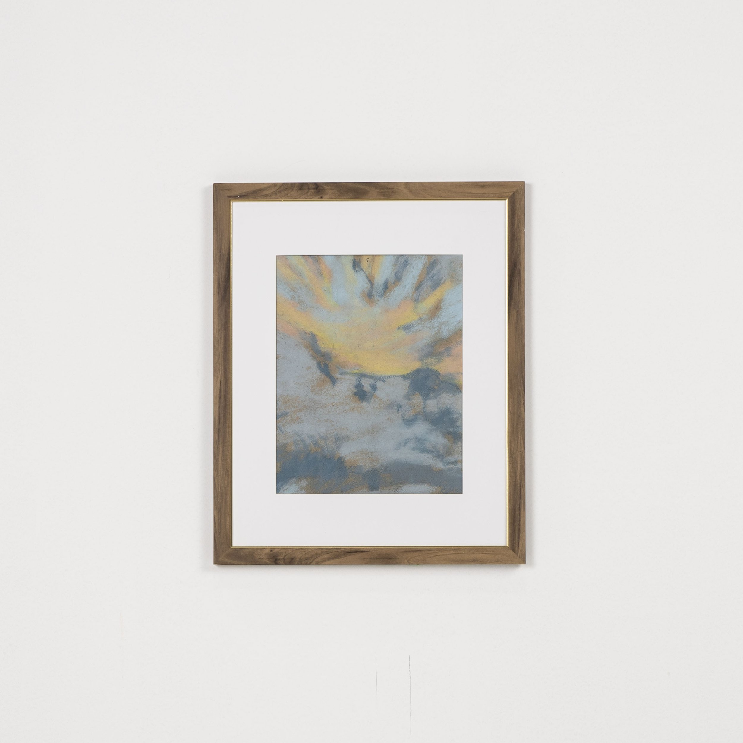 Dark Wood / Gold Frame Set with Blue Abstract