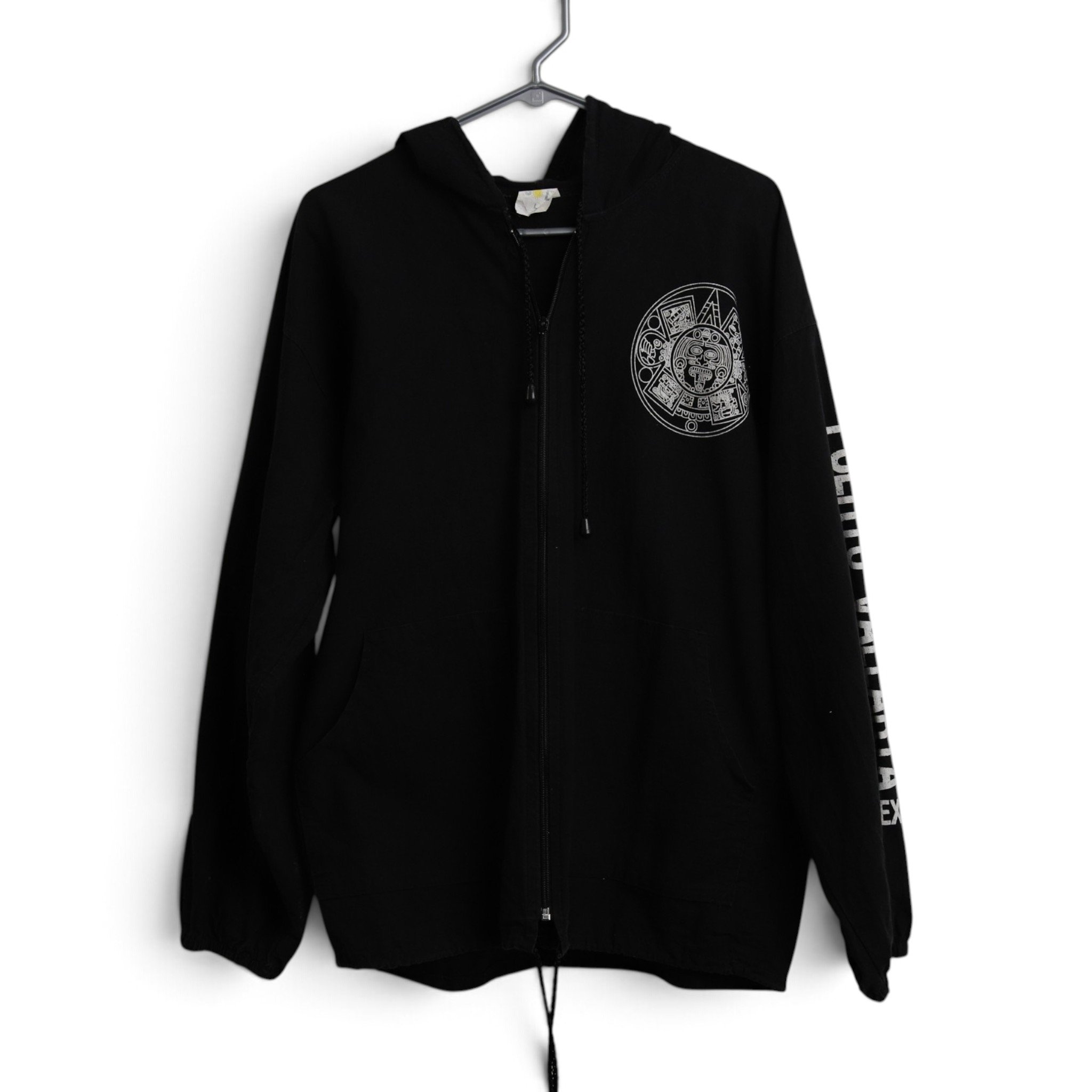 "Puerto Vallarta" Lightweight Black Zip Up Jacket With Hood