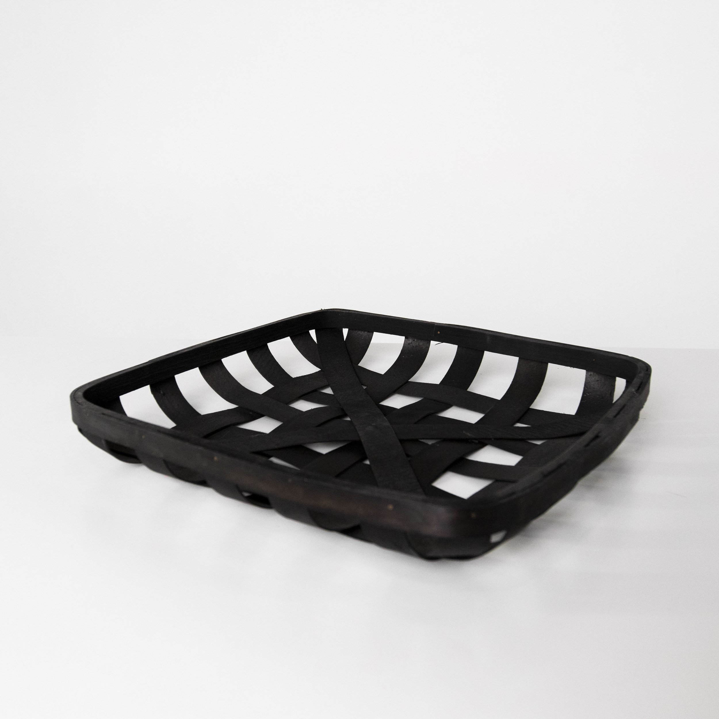 Square Black Woven Tray Basket
