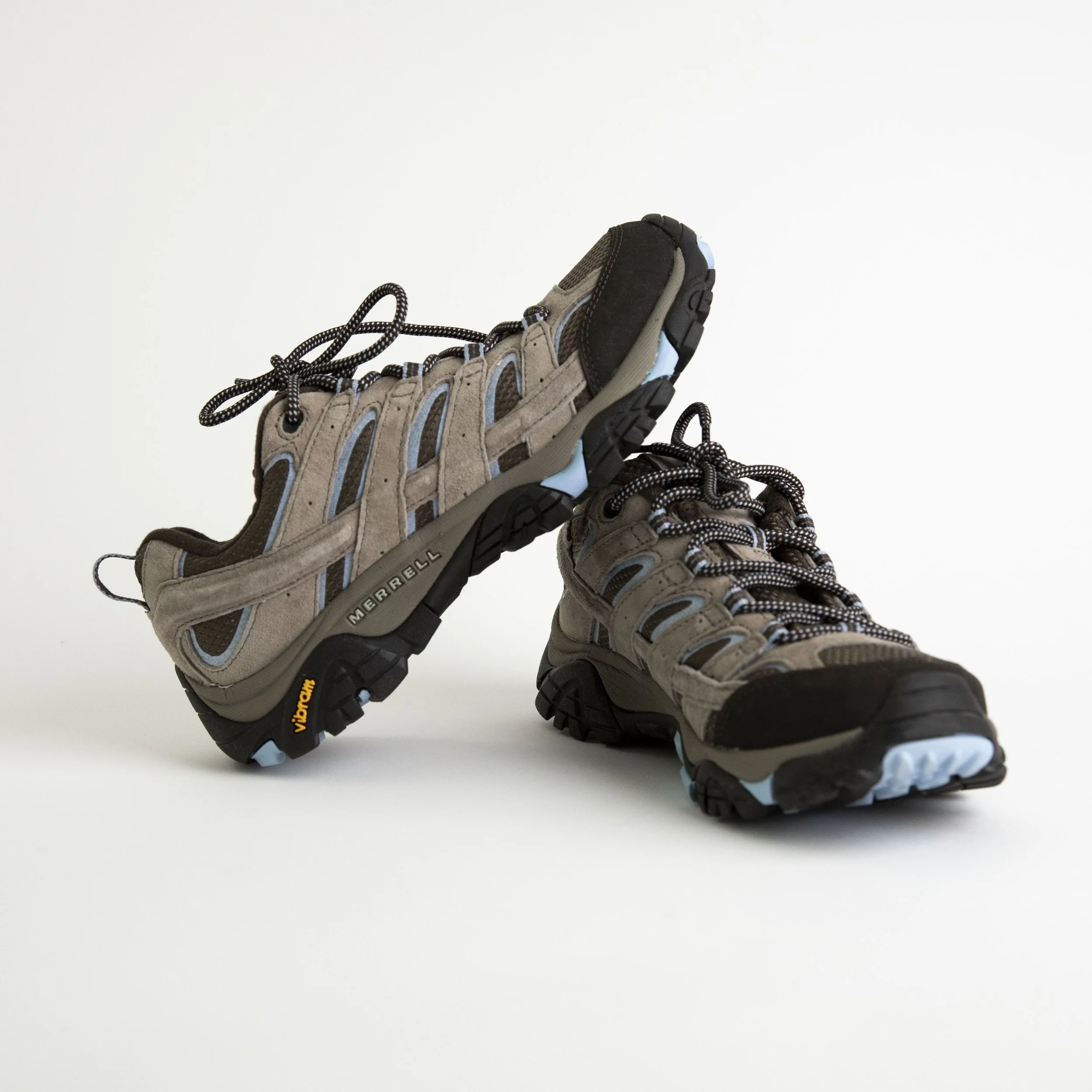 Beige Hiking Boots With Blue Accents