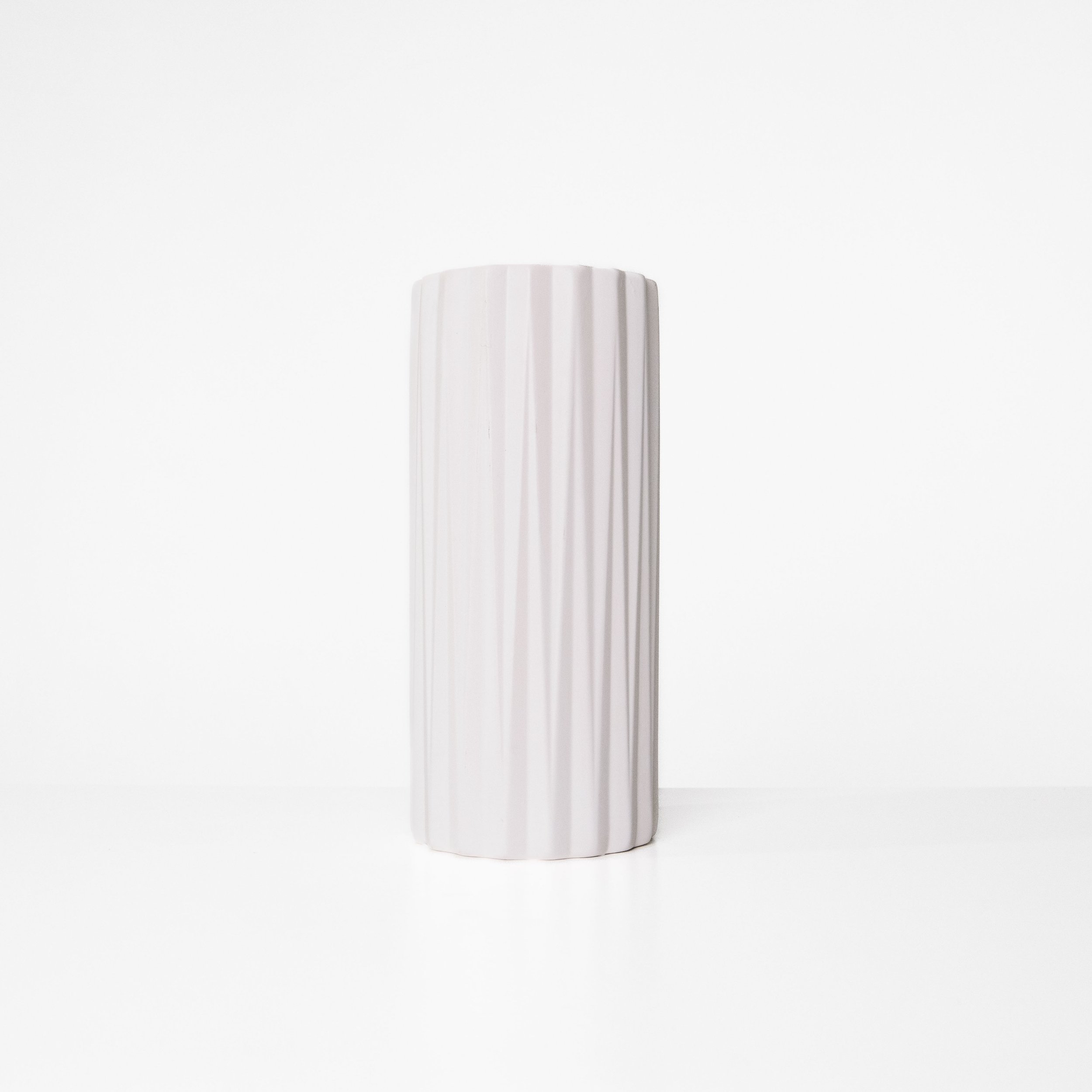 Tall White Fluted Cylinder Vase