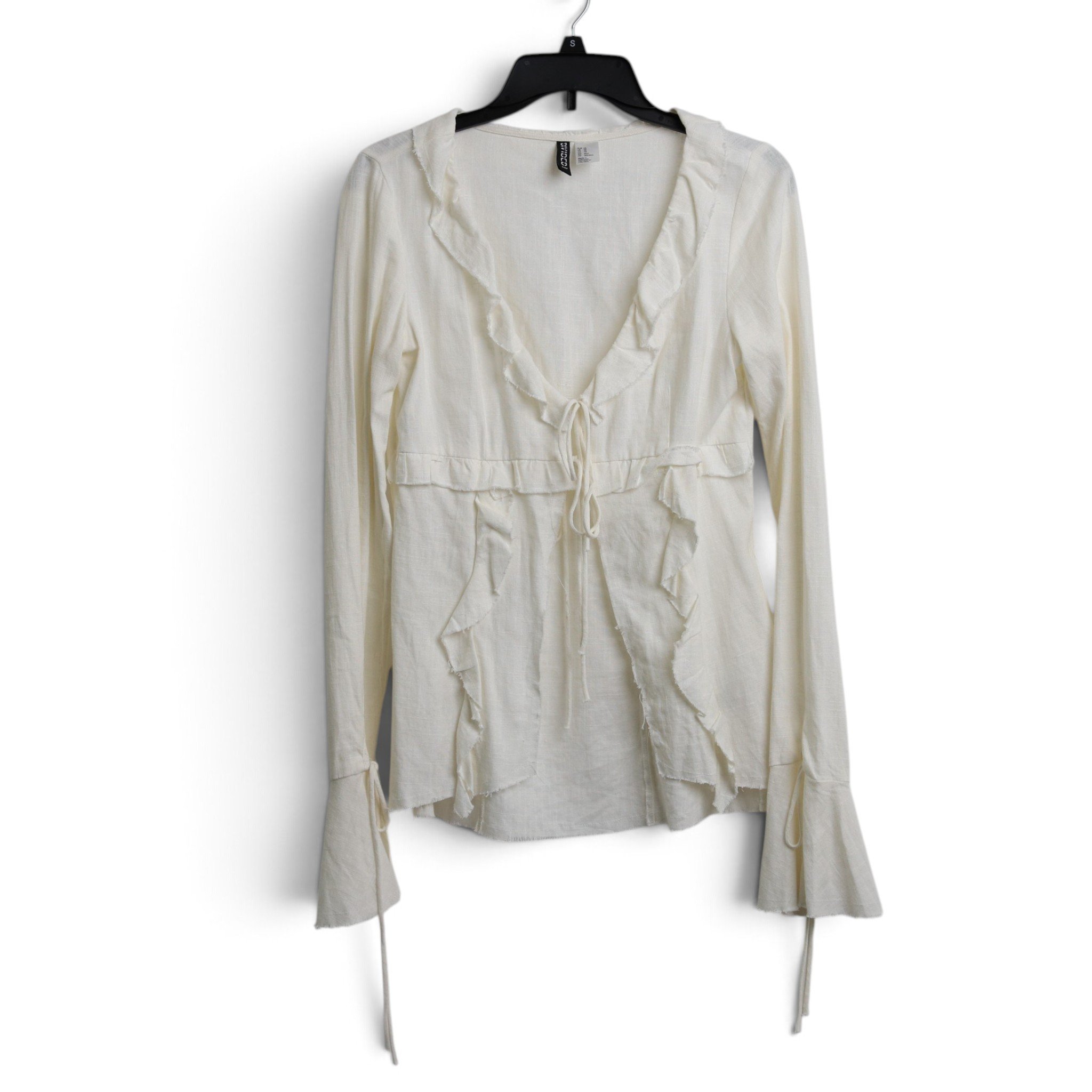 Ivory Open Front Tie Shirt