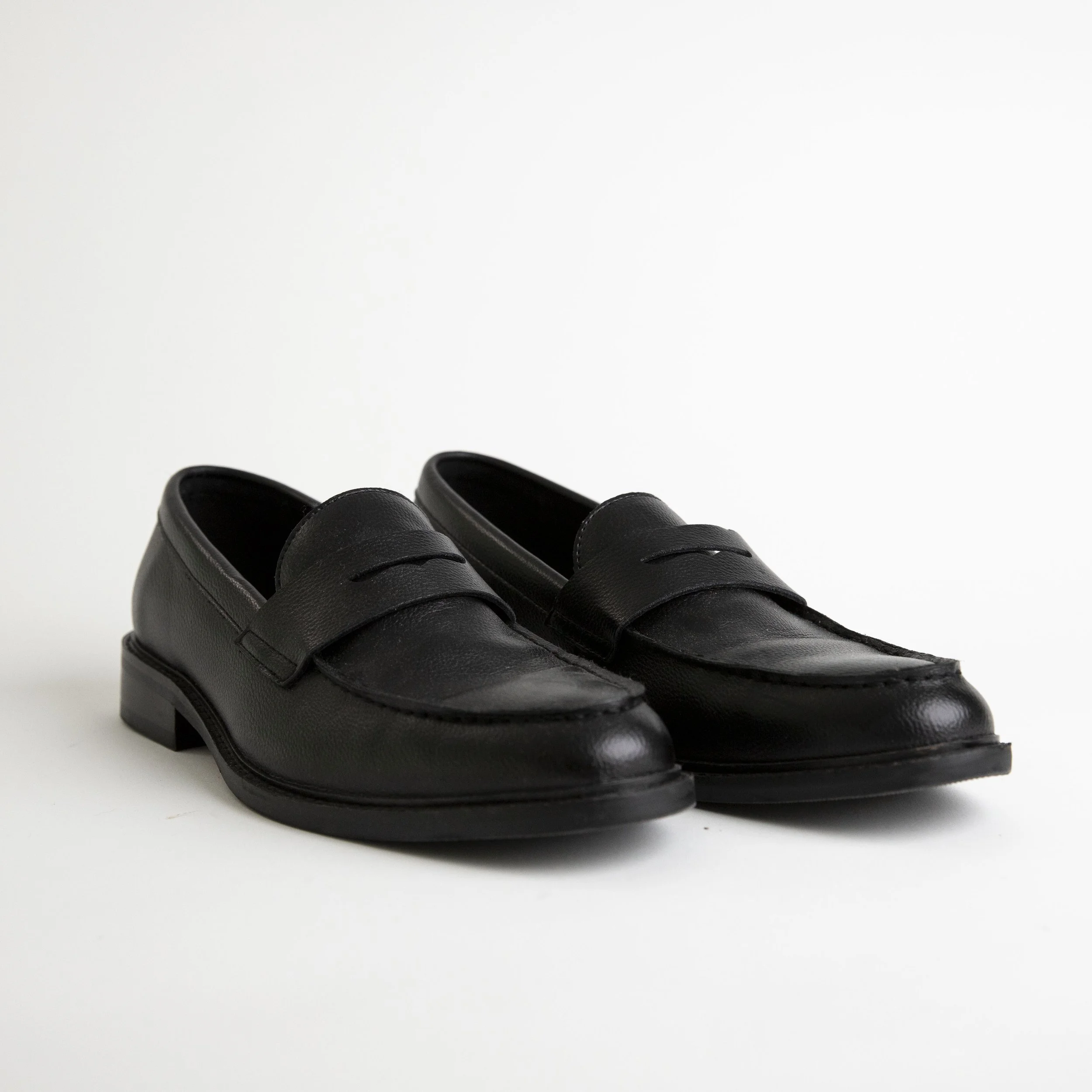 Black Faux Leather Loafers