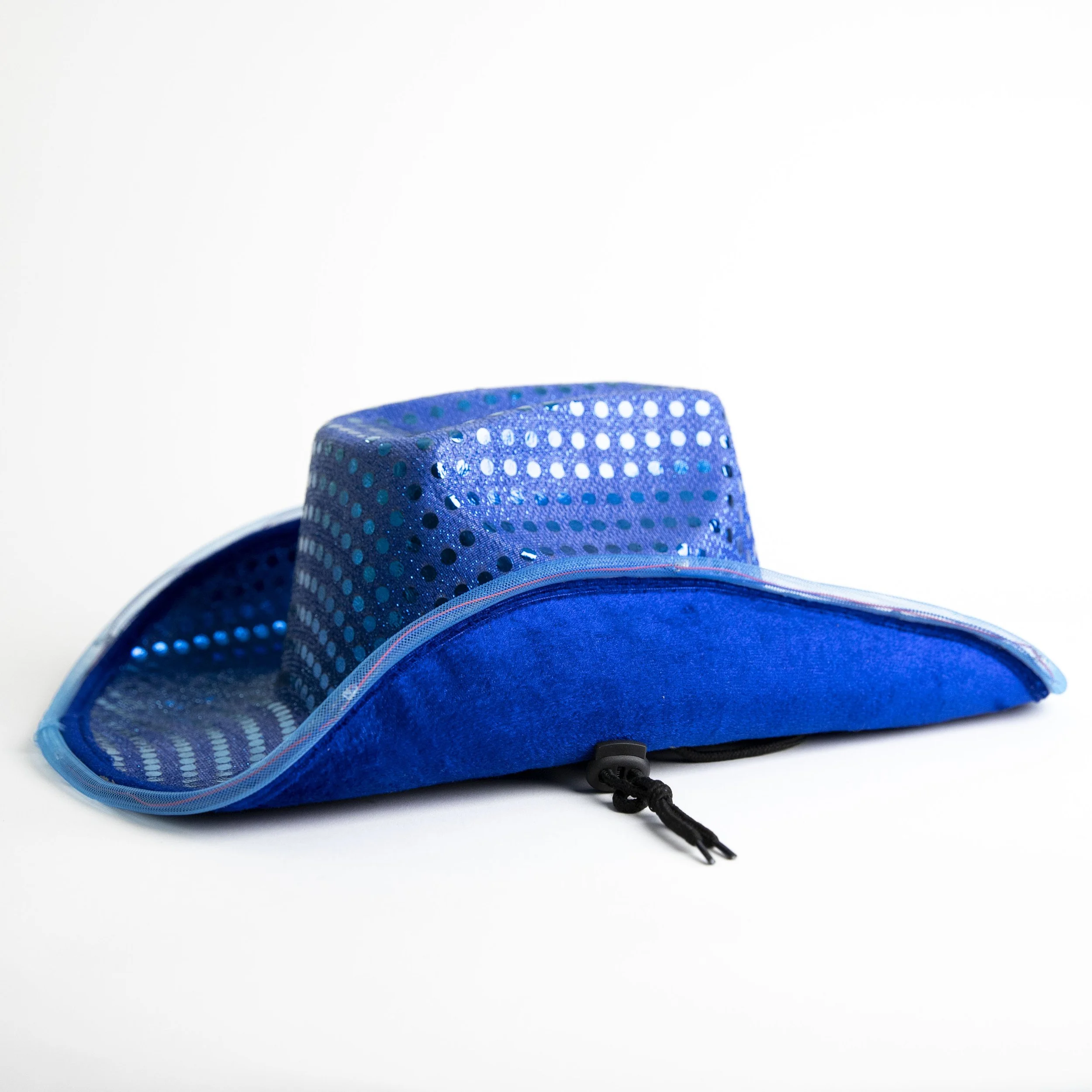 Blue Sparkly Cowboy Hat With Chin Strap
